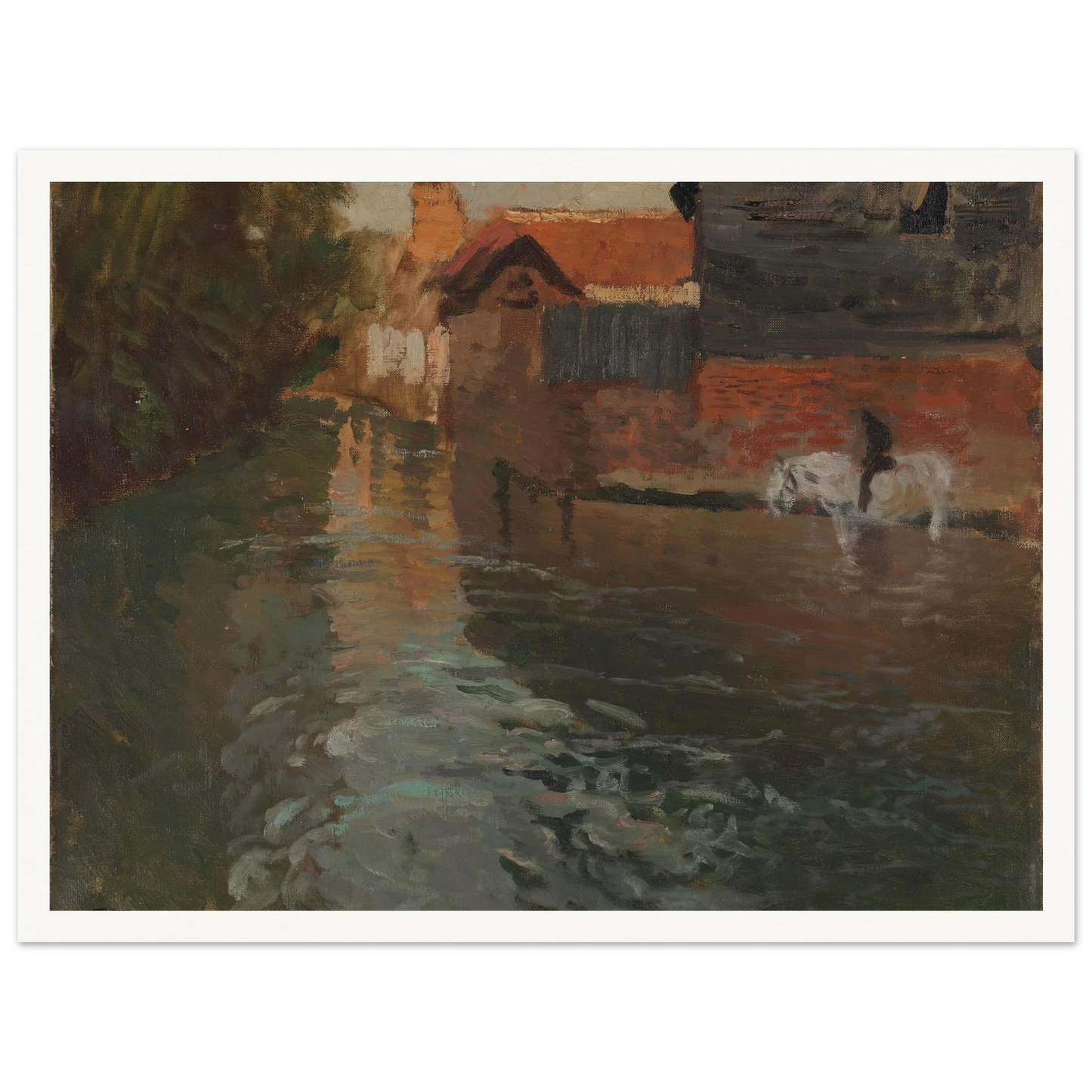 River in northern France (1898) Art Print | Frits Thaulow - Framed Poster - 30x40 cm / 12x16″ - Black frame