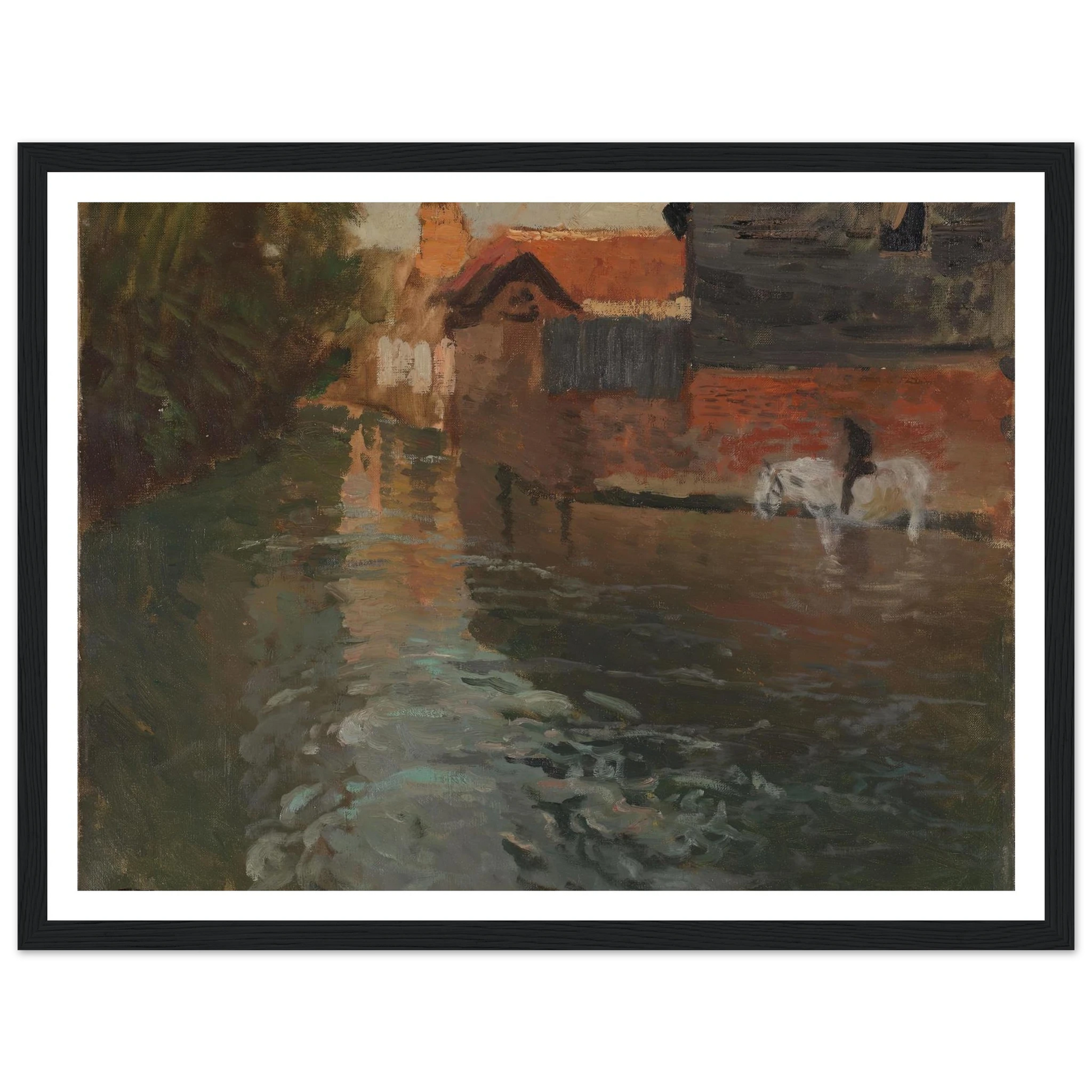 River in northern France (1898) Art Print | Frits Thaulow - Framed Poster - 30x40 cm / 12x16″ - Black frame