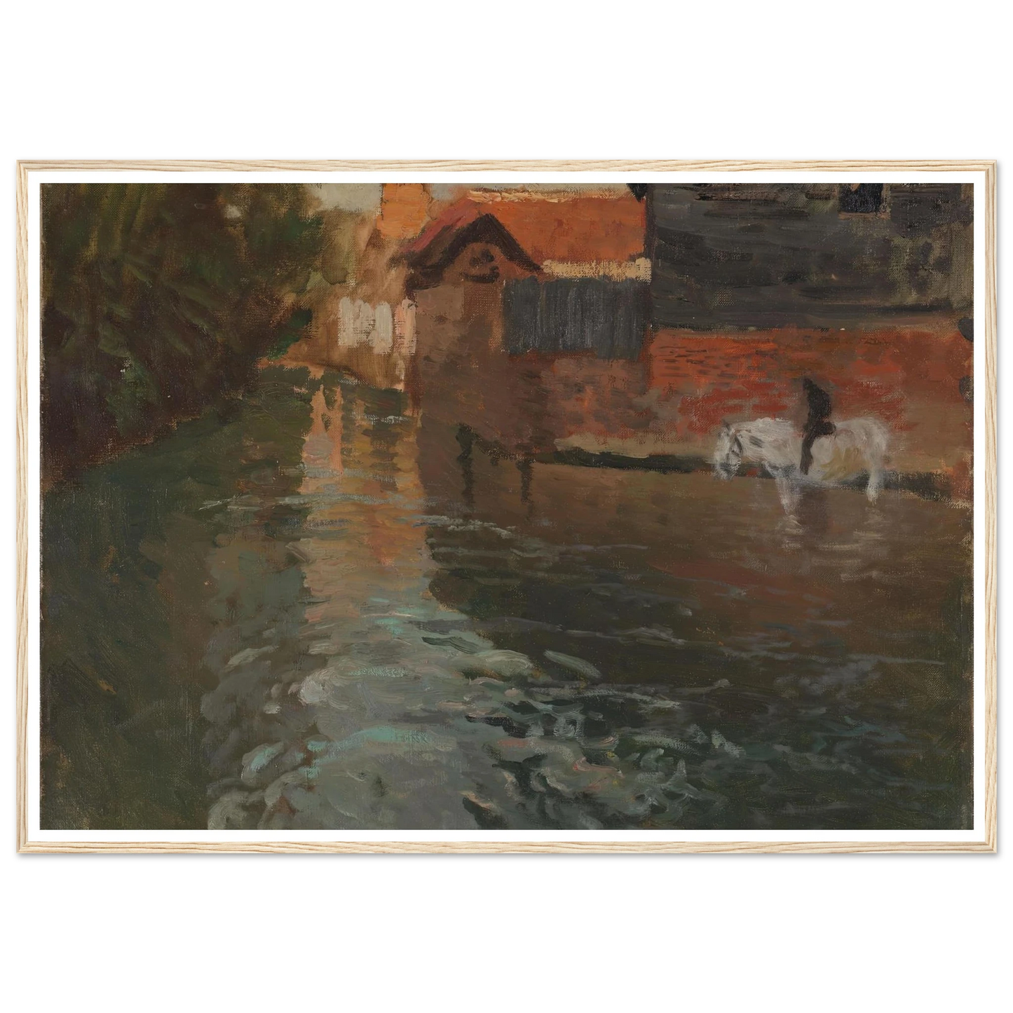 River in northern France (1898) Art Print | Frits Thaulow - Framed Poster - 30x40 cm / 12x16″ - Black frame