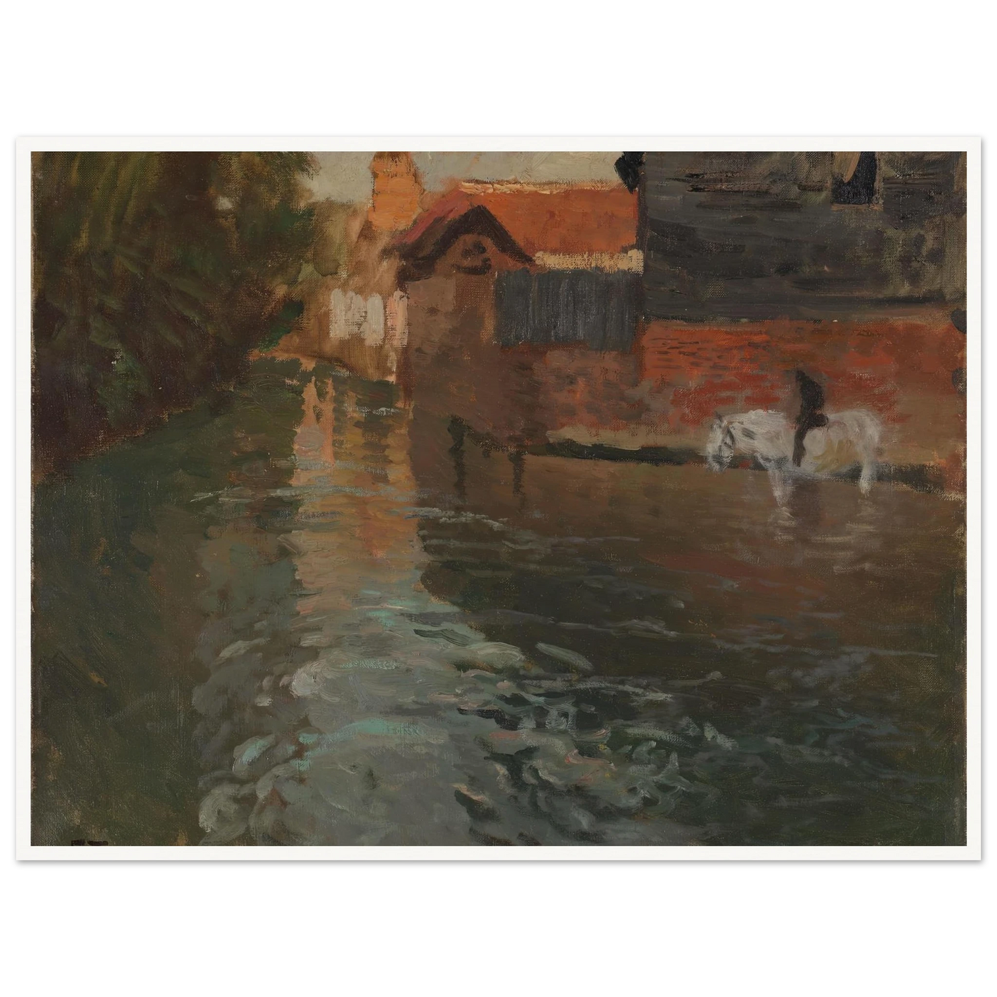 River in northern France (1898) Art Print | Frits Thaulow - Framed Poster - 30x40 cm / 12x16″ - Black frame