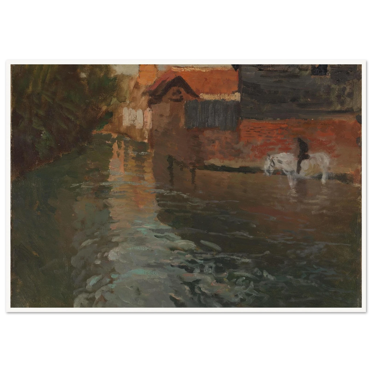 River in northern France (1898) Art Print | Frits Thaulow - Framed Poster - 30x40 cm / 12x16″ - Black frame