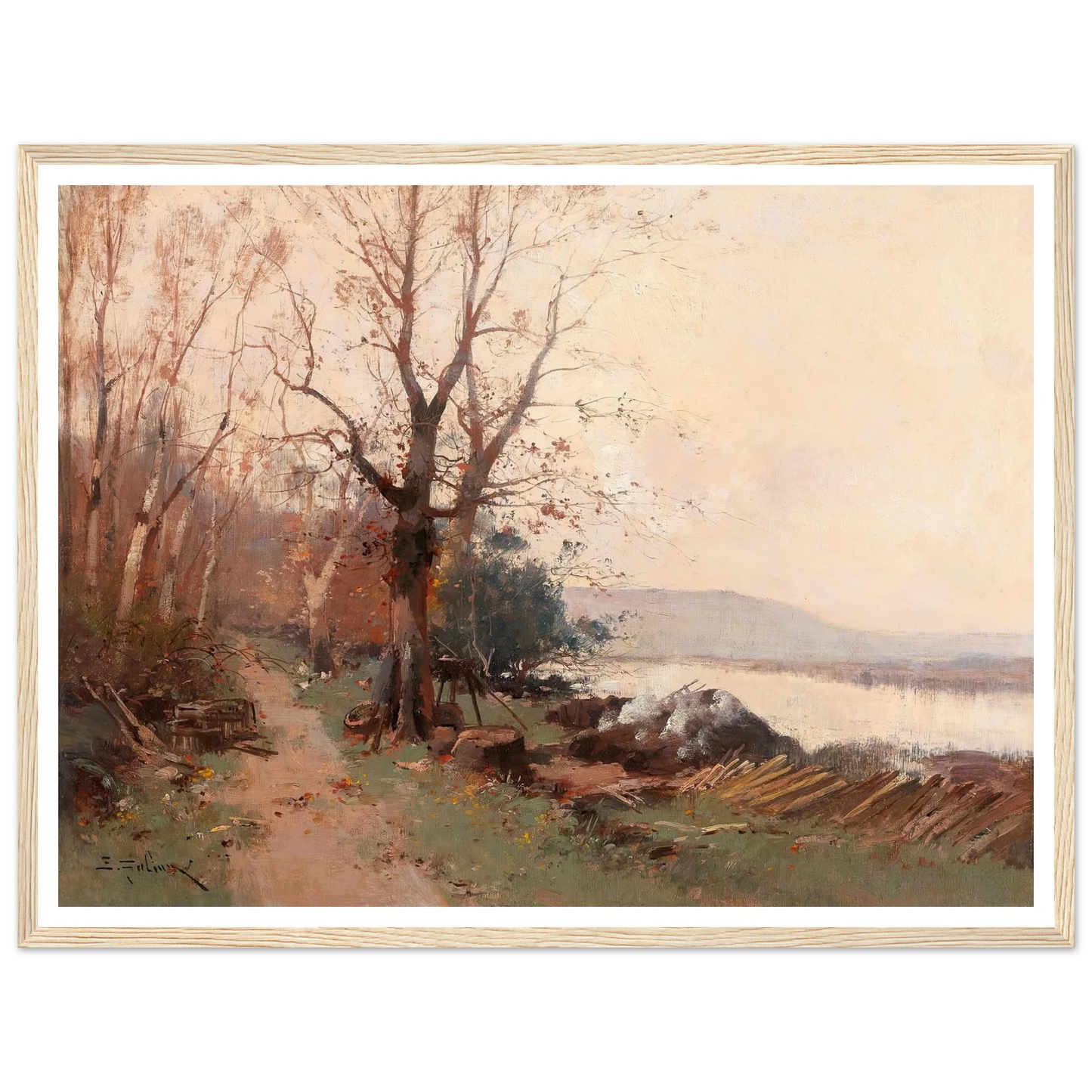 River Landscape Art Print | Eugene Galien Laloue - Framed Poster - 30x40 cm / 12x16″ - Black frame