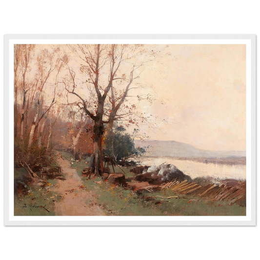 River Landscape Art Print | Eugene Galien Laloue - Framed Poster - 30x40 cm / 12x16″ - Black frame