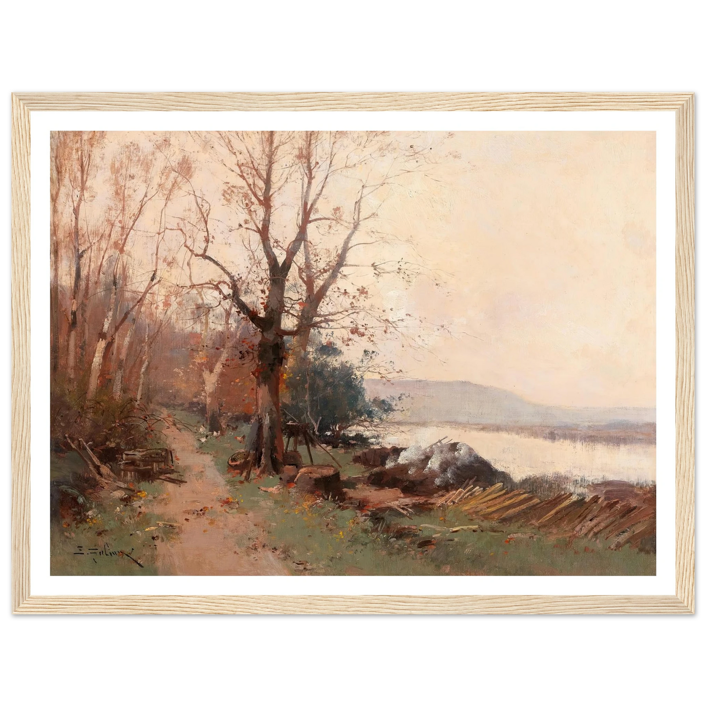 River Landscape Art Print | Eugene Galien Laloue - Framed Poster - 30x40 cm / 12x16″ - Black frame