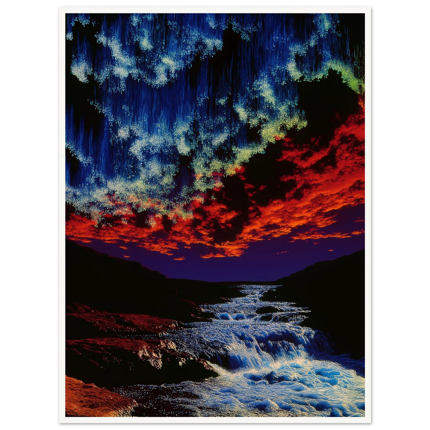 River Under Crimson Sky - Framed Poster - 30x40 cm / 12x16″ - Black frame