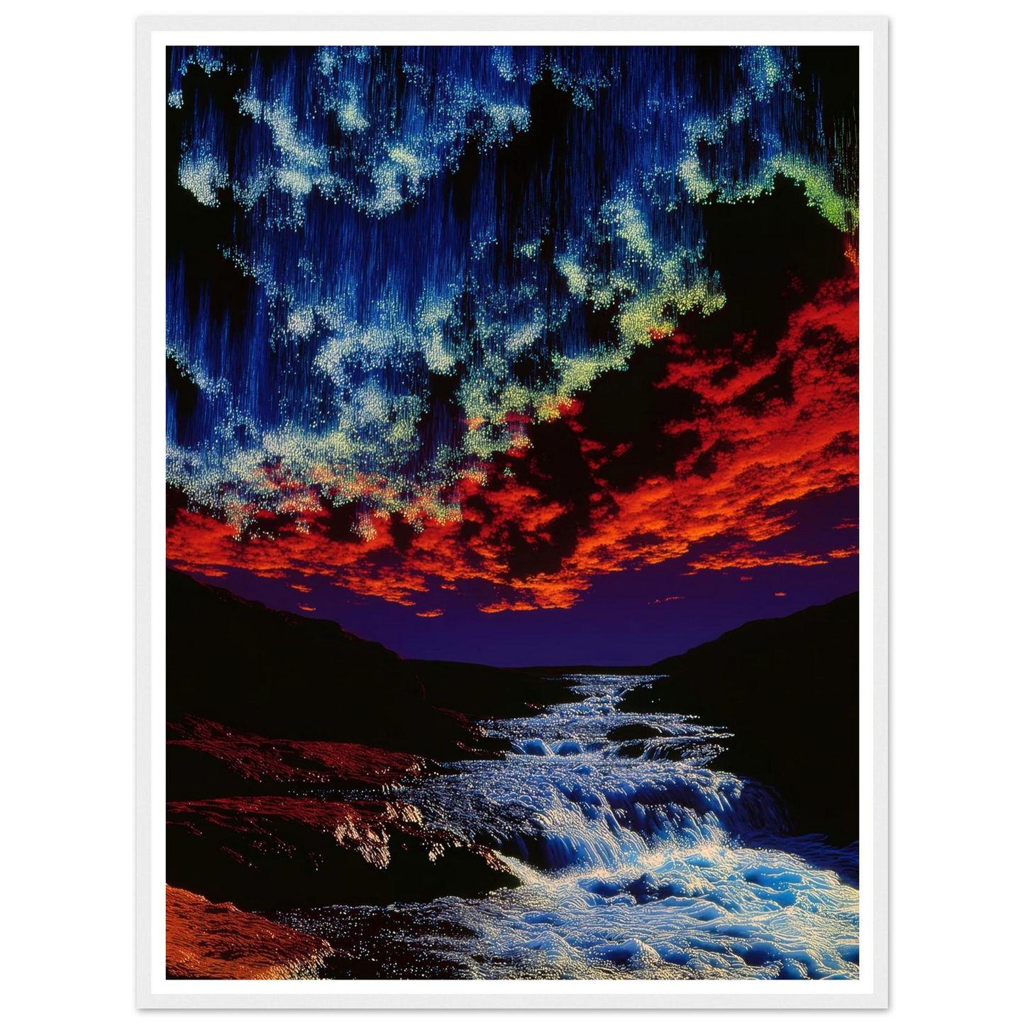 River Under Crimson Sky - Framed Poster - 30x40 cm / 12x16″ - Black frame