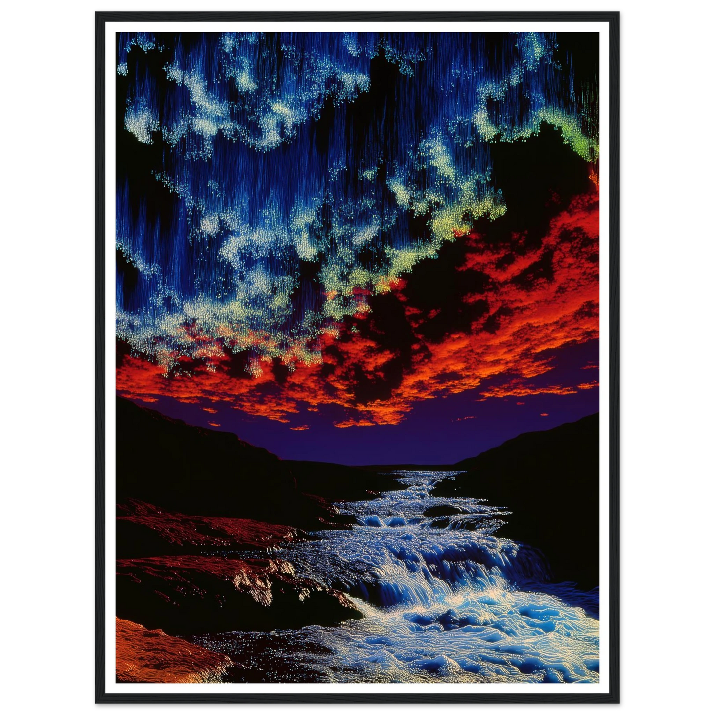 River Under Crimson Sky - Framed Poster - 30x40 cm / 12x16″ - Black frame