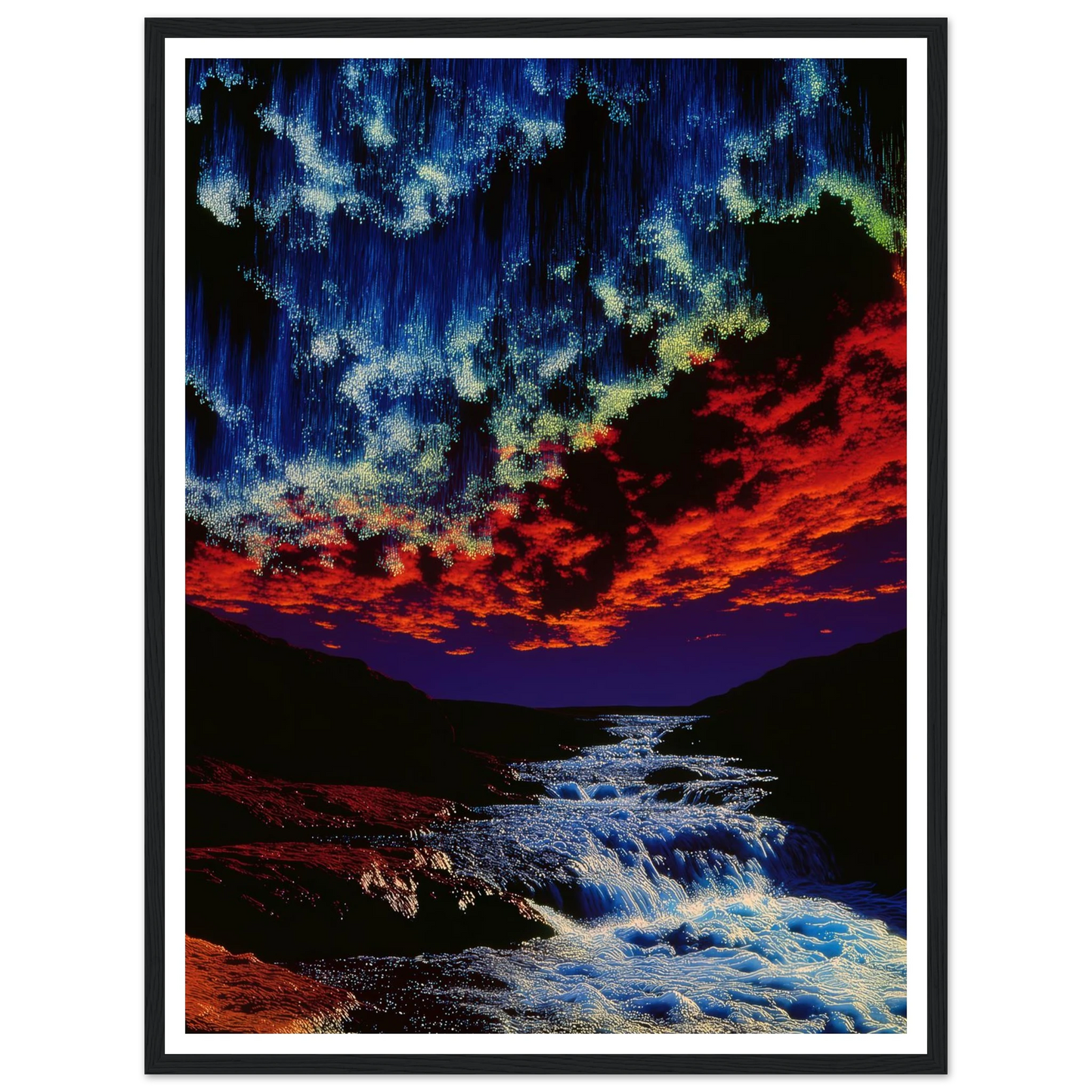River Under Crimson Sky - Framed Poster - 30x40 cm / 12x16″ - Black frame