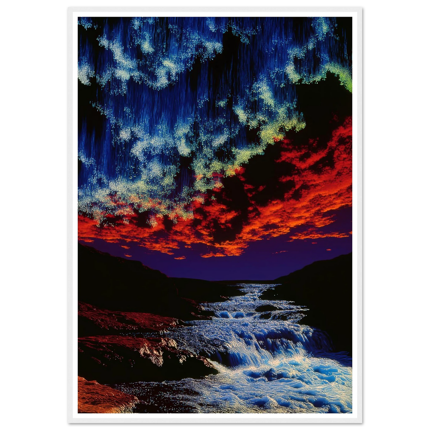 River Under Crimson Sky - Framed Poster - 30x40 cm / 12x16″ - Black frame