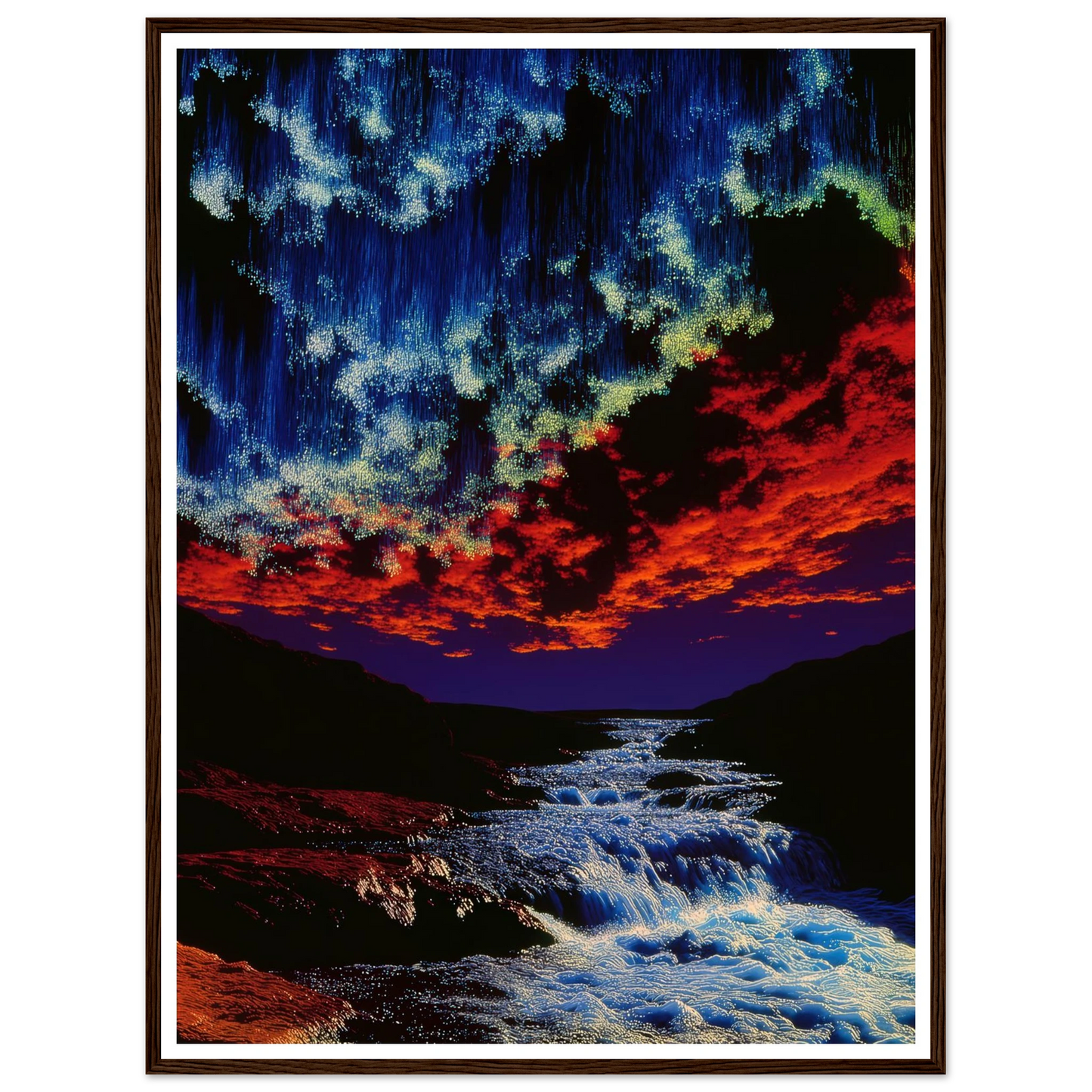 River Under Crimson Sky - Framed Poster - 30x40 cm / 12x16″ - Black frame