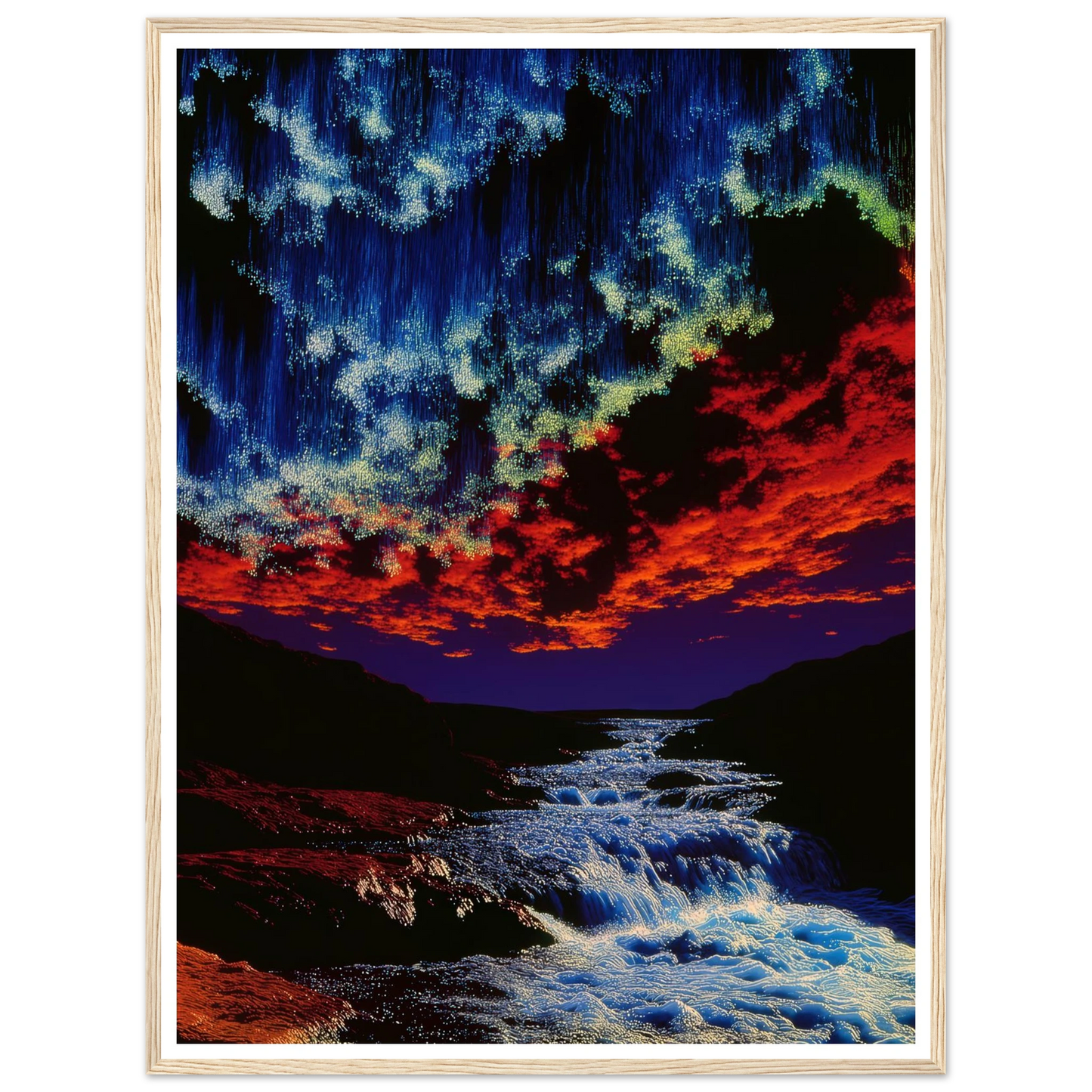 River Under Crimson Sky - Framed Poster - 30x40 cm / 12x16″ - Black frame