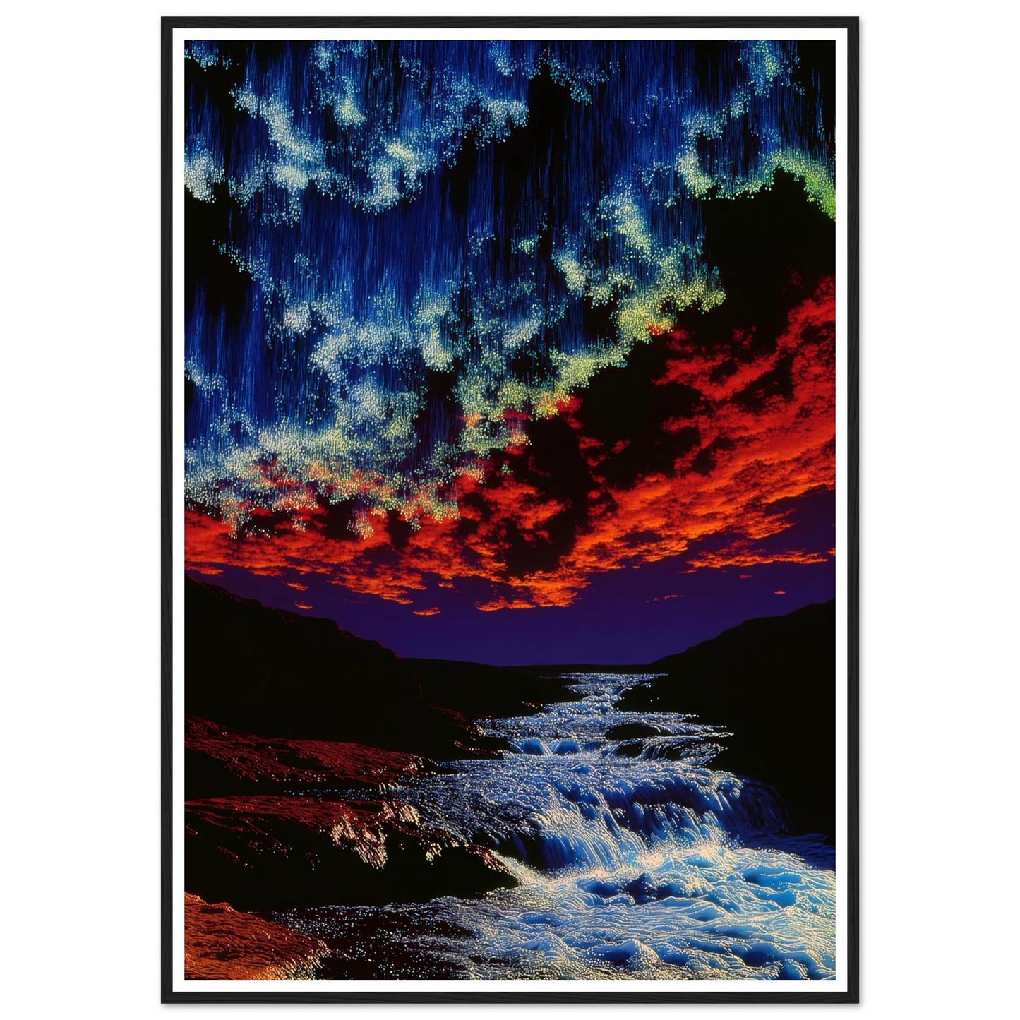 River Under Crimson Sky - Framed Poster - 30x40 cm / 12x16″ - Black frame