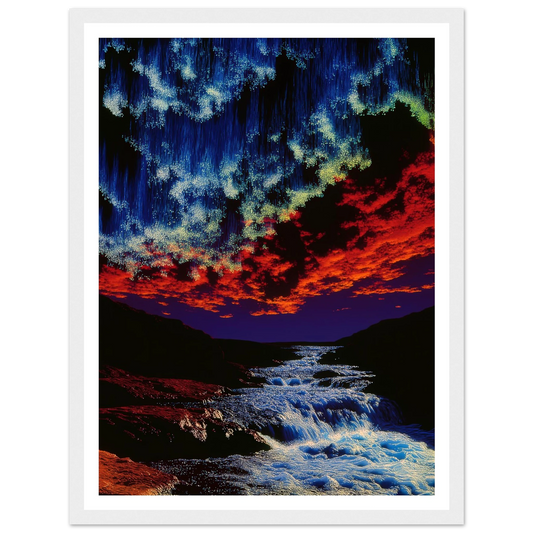 River Under Crimson Sky - Framed Poster - 30x40 cm / 12x16″ - Black frame