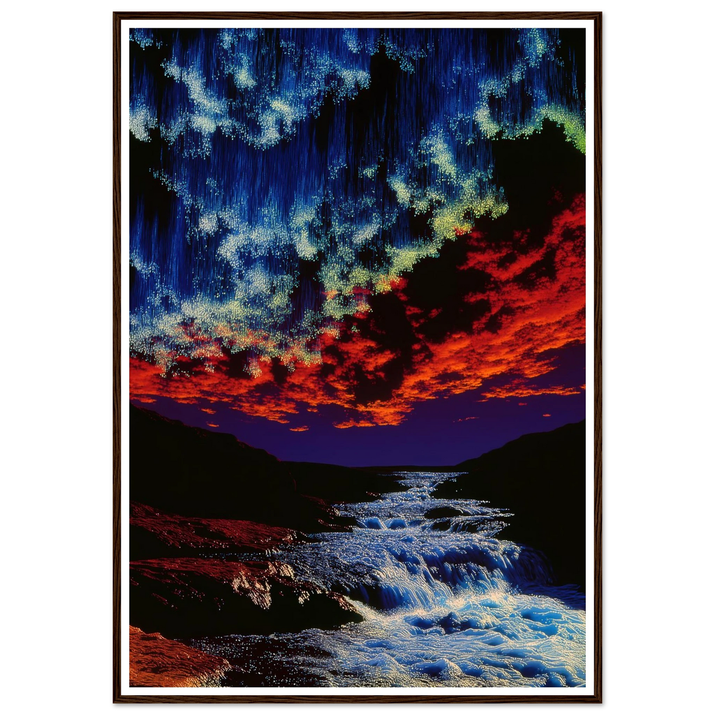 River Under Crimson Sky - Framed Poster - 30x40 cm / 12x16″ - Black frame