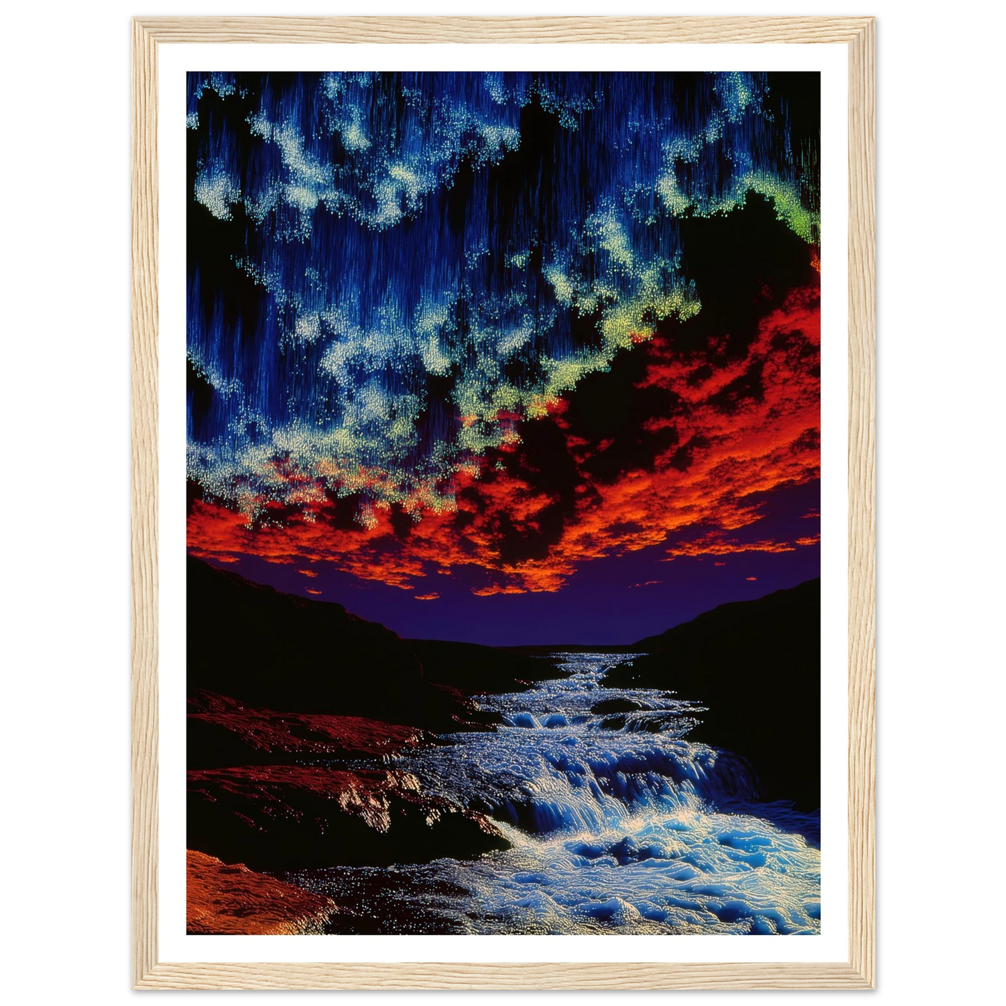River Under Crimson Sky - Framed Poster - 30x40 cm / 12x16″ - Black frame