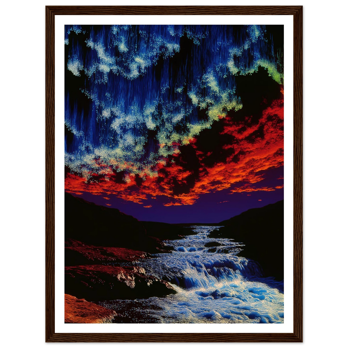 River Under Crimson Sky - Framed Poster - 30x40 cm / 12x16″ - Black frame