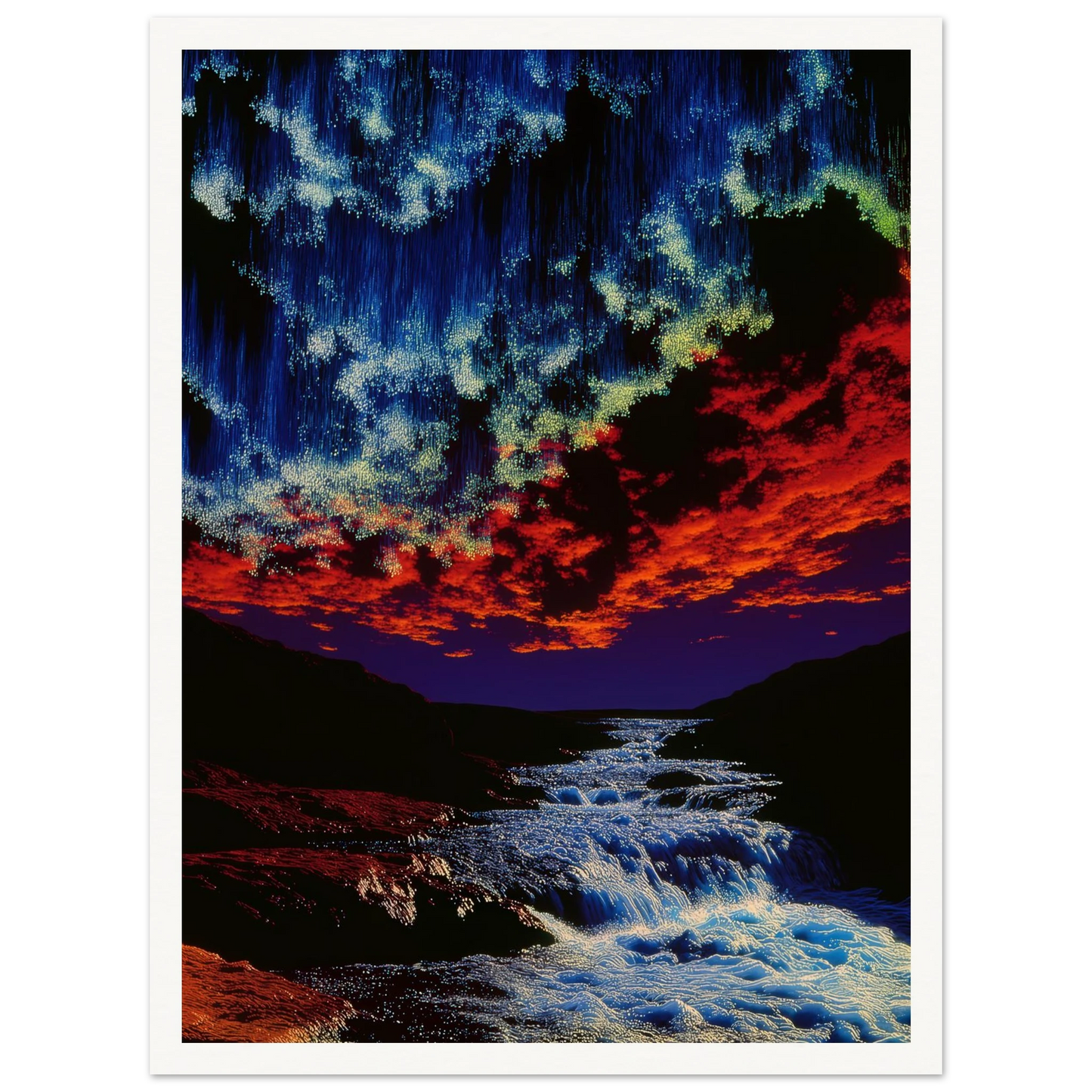 River Under Crimson Sky - Framed Poster - 30x40 cm / 12x16″ - Black frame