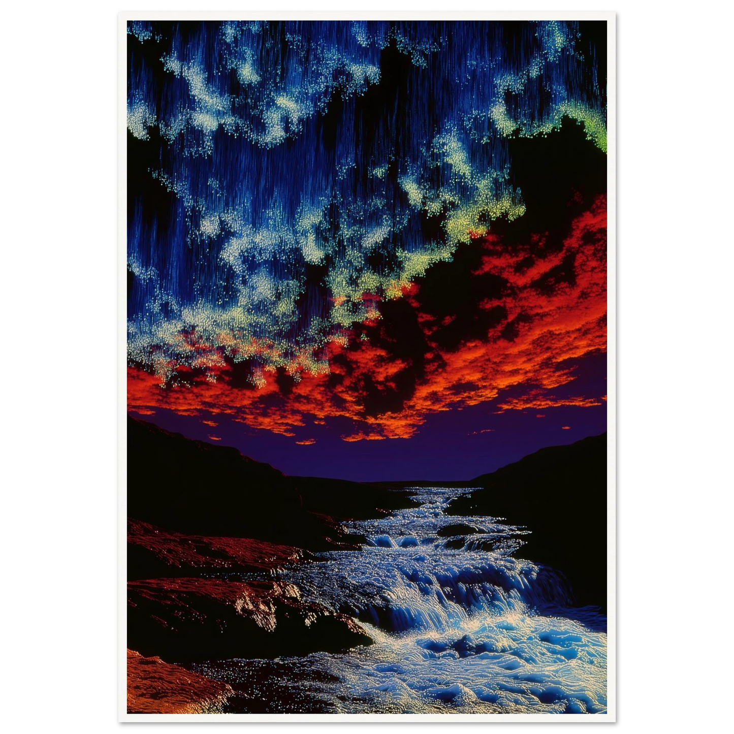 River Under Crimson Sky - Framed Poster - 30x40 cm / 12x16″ - Black frame