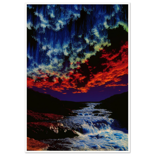 River Under Crimson Sky - Framed Poster - 30x40 cm / 12x16″ - Black frame