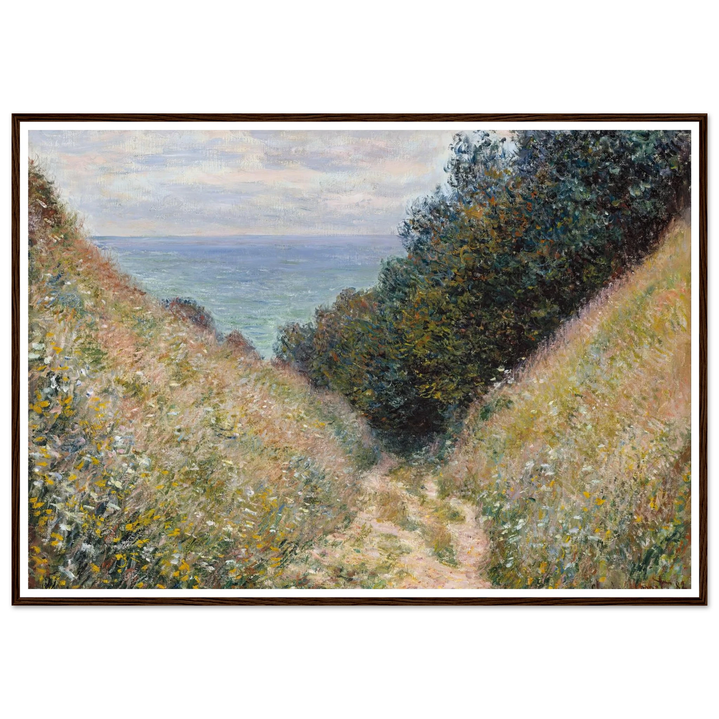 Road at La Cavée, Pourville (1882) Art Print | Claude Monet - Framed Poster - 30x40 cm / 12x16″ - Black frame