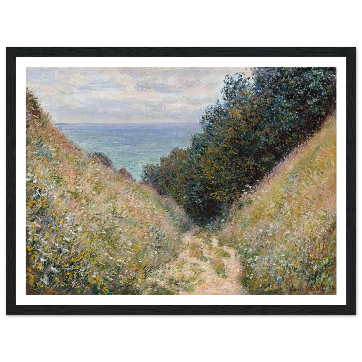 Road at La Cavée, Pourville (1882) Art Print | Claude Monet - Framed Poster - 30x40 cm / 12x16″ - Black frame