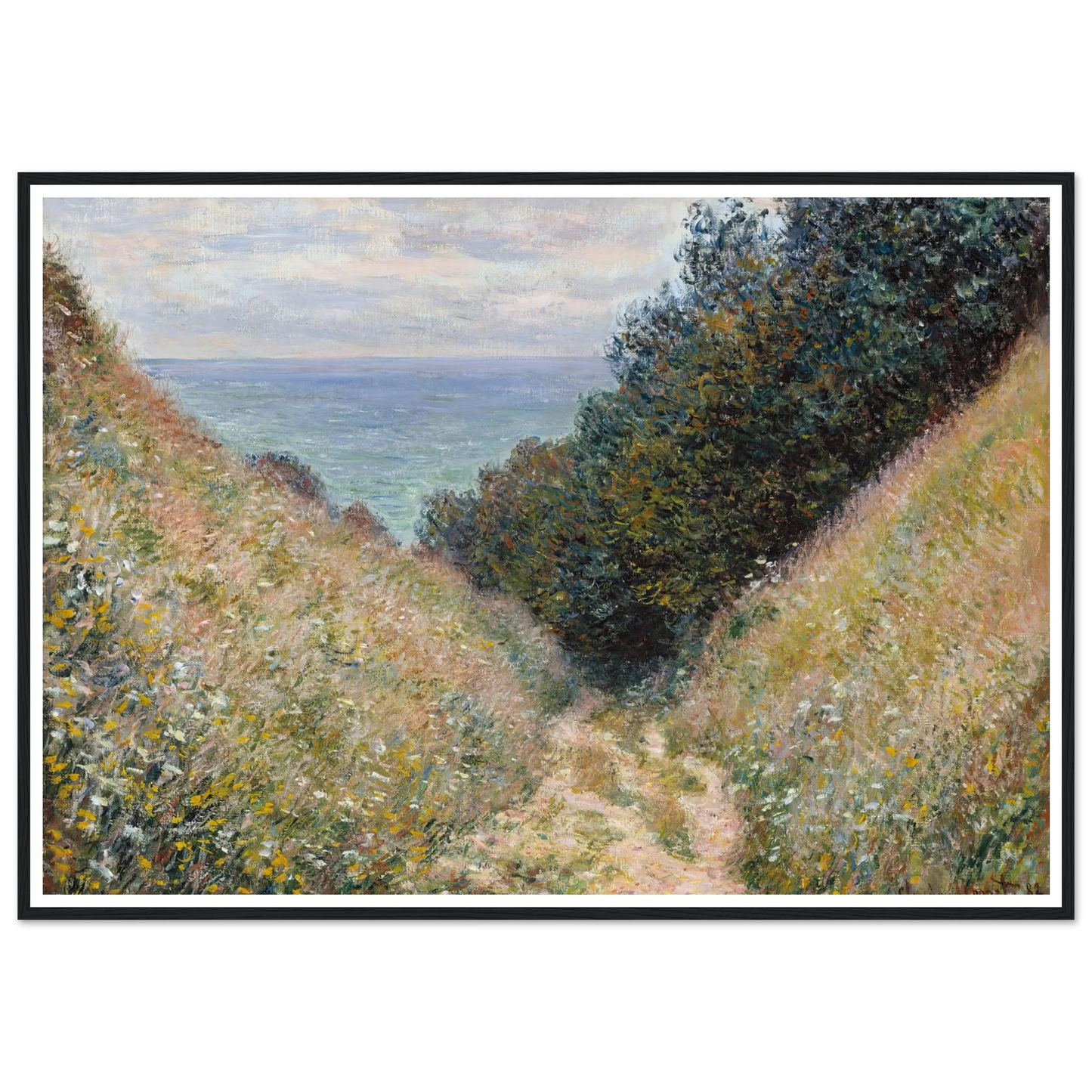 Road at La Cavée, Pourville (1882) Art Print | Claude Monet - Framed Poster - 30x40 cm / 12x16″ - Black frame