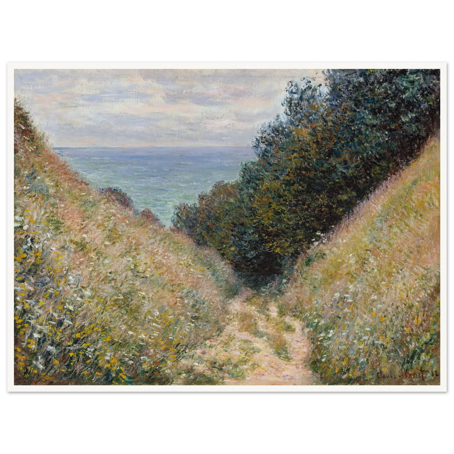 Road at La Cavée, Pourville (1882) Art Print | Claude Monet - Framed Poster - 30x40 cm / 12x16″ - Black frame