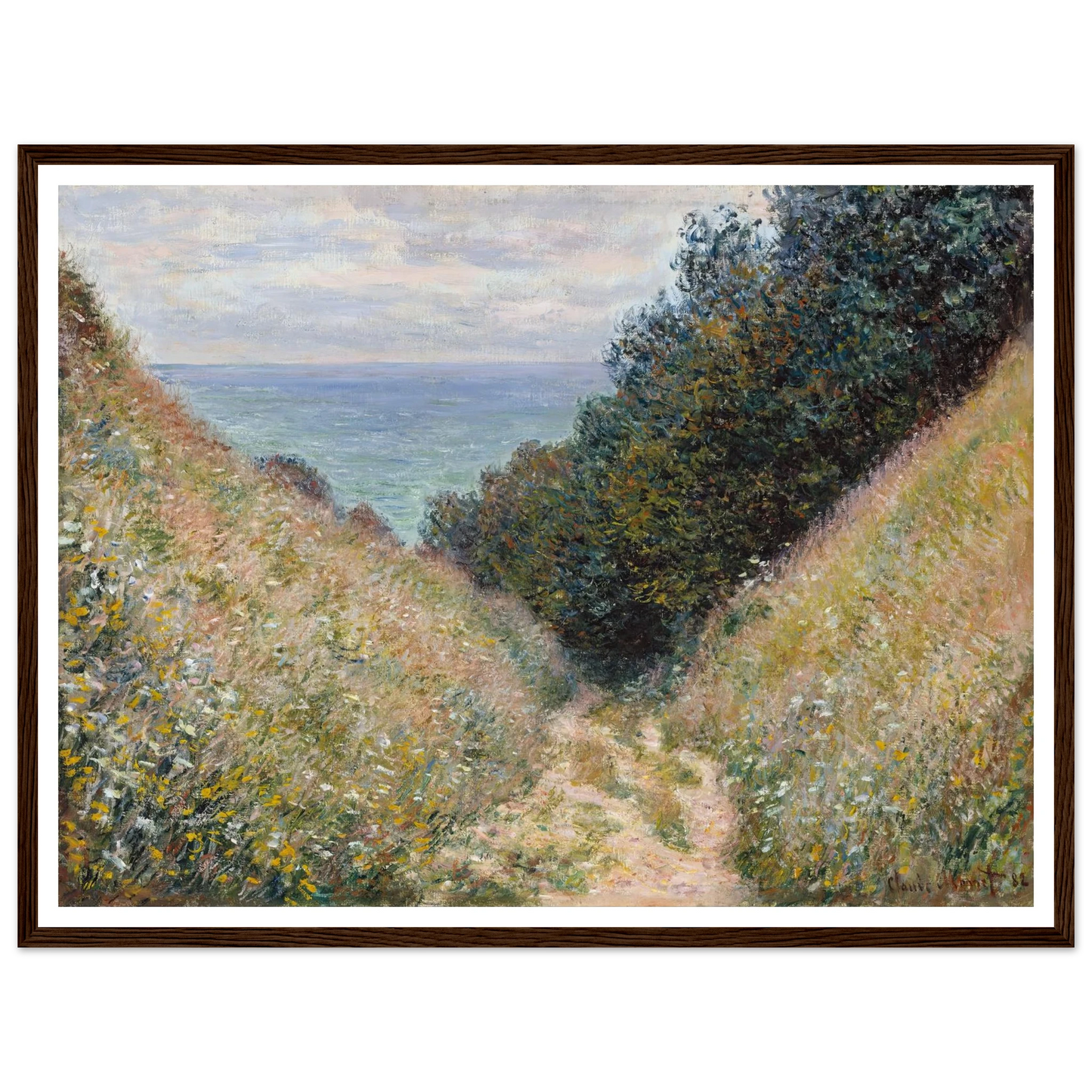 Road at La Cavée, Pourville (1882) Art Print | Claude Monet - Framed Poster - 30x40 cm / 12x16″ - Black frame