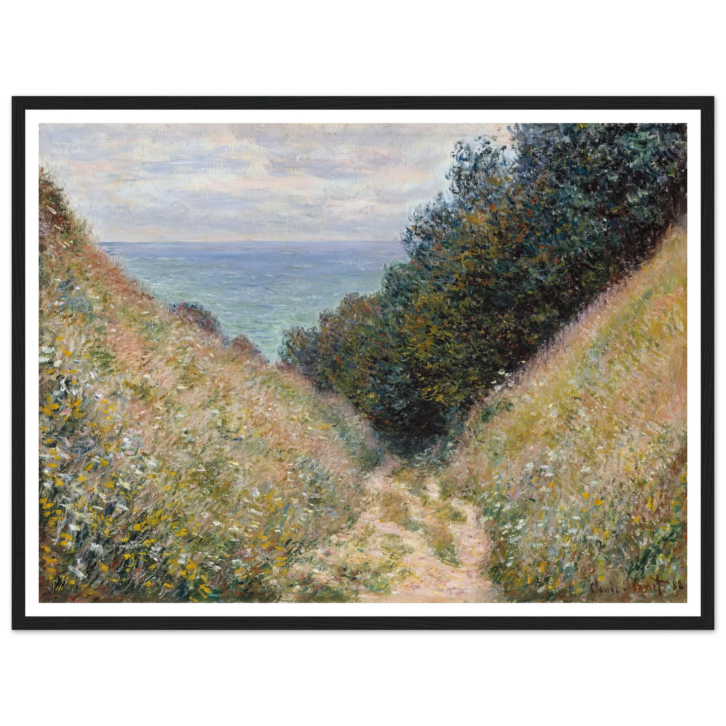 Road at La Cavée, Pourville (1882) Art Print | Claude Monet - Framed Poster - 30x40 cm / 12x16″ - Black frame
