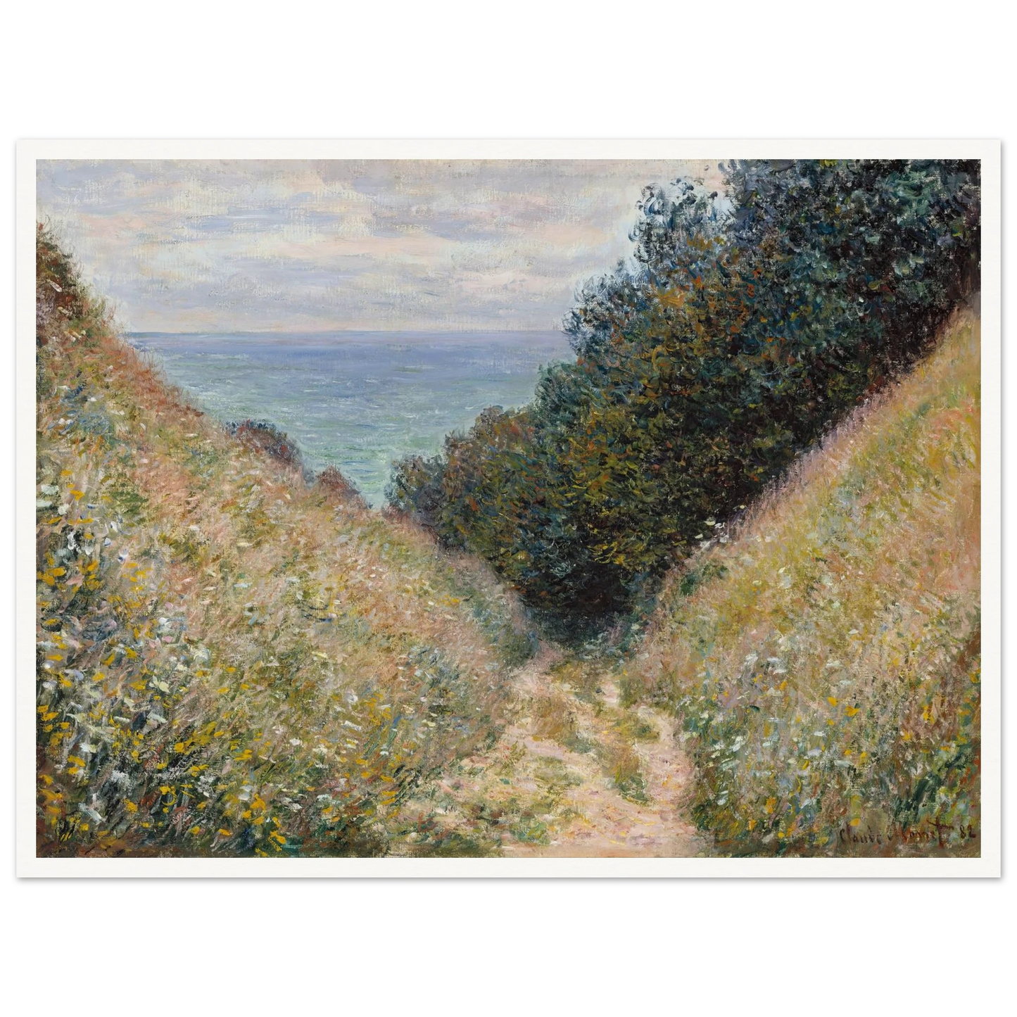 Road at La Cavée, Pourville (1882) Art Print | Claude Monet - Framed Poster - 30x40 cm / 12x16″ - Black frame