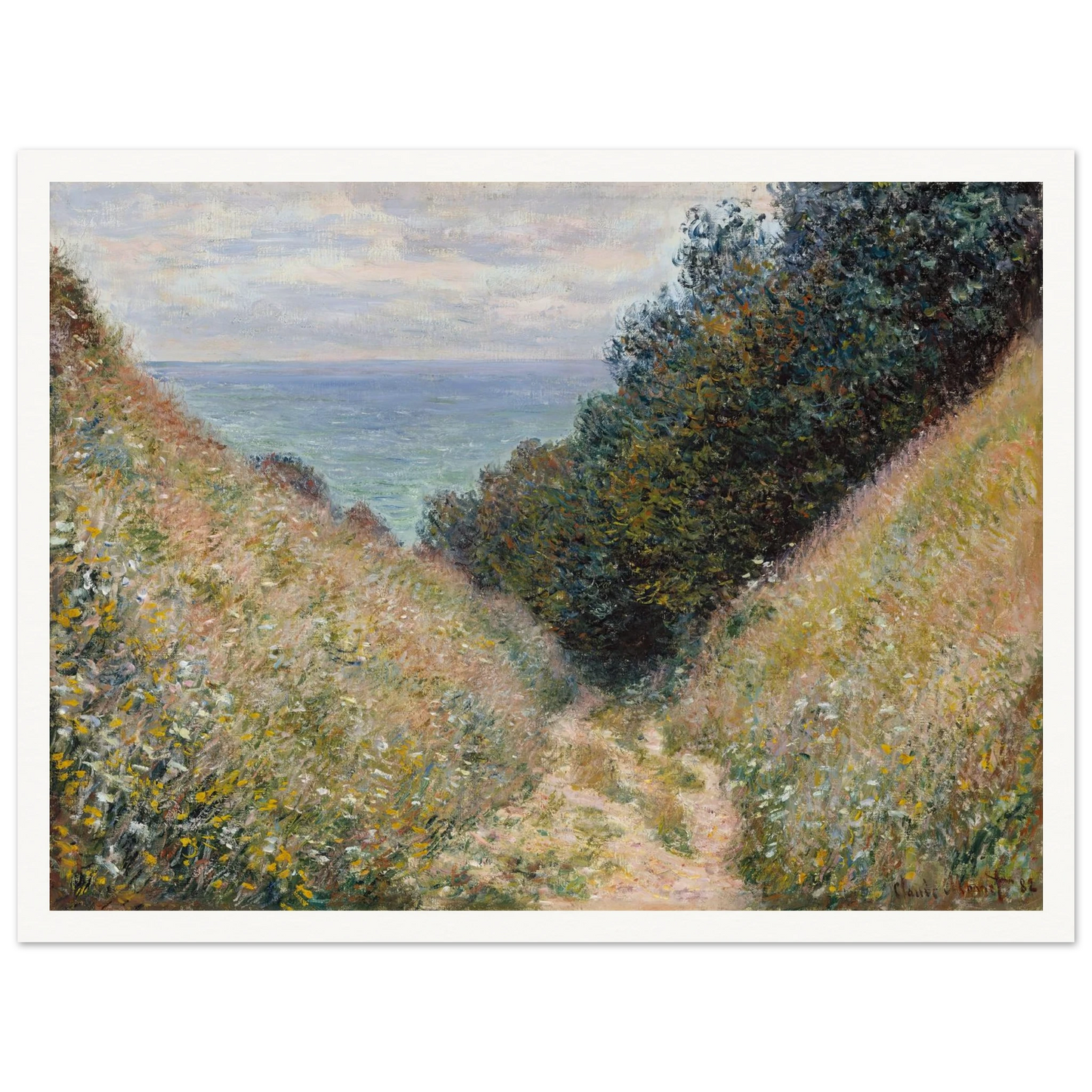 Road at La Cavée, Pourville (1882) Art Print | Claude Monet - Framed Poster - 30x40 cm / 12x16″ - Black frame