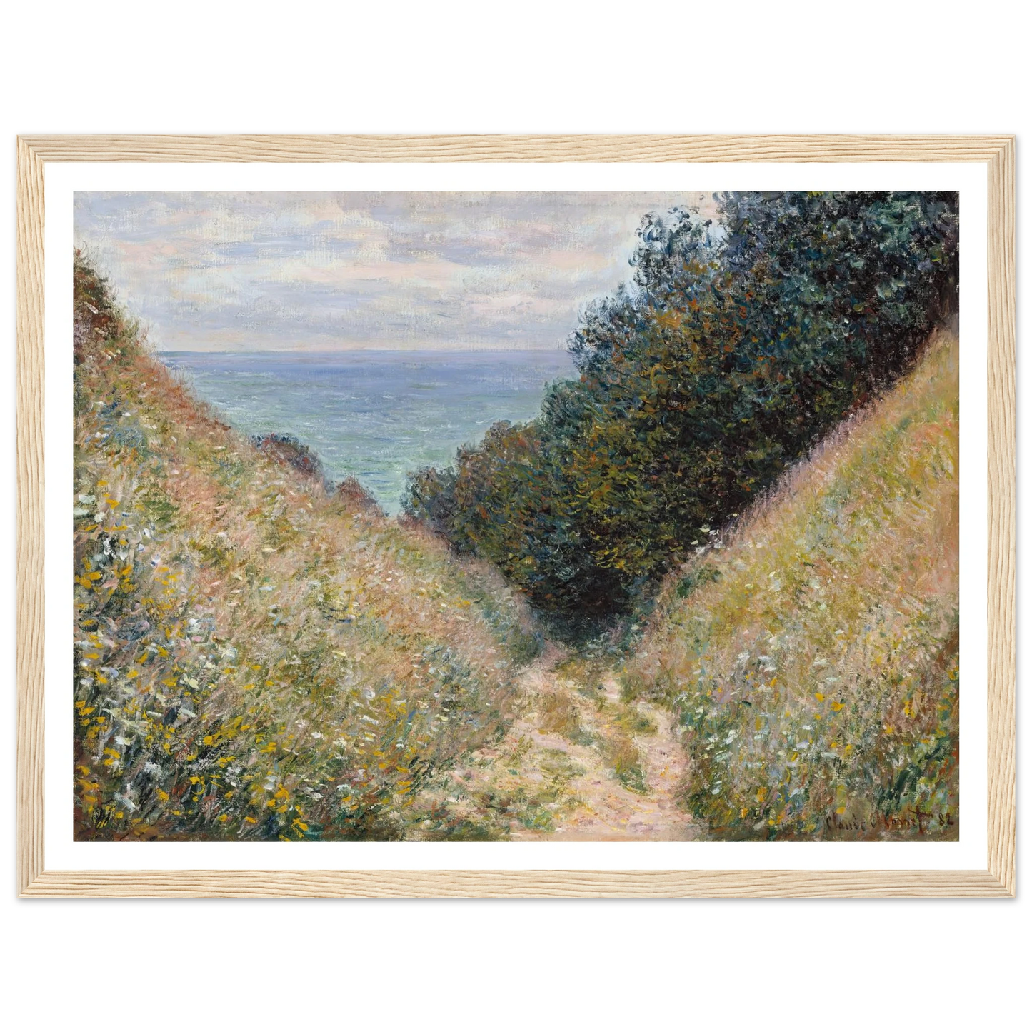 Road at La Cavée, Pourville (1882) Art Print | Claude Monet - Framed Poster - 30x40 cm / 12x16″ - Black frame