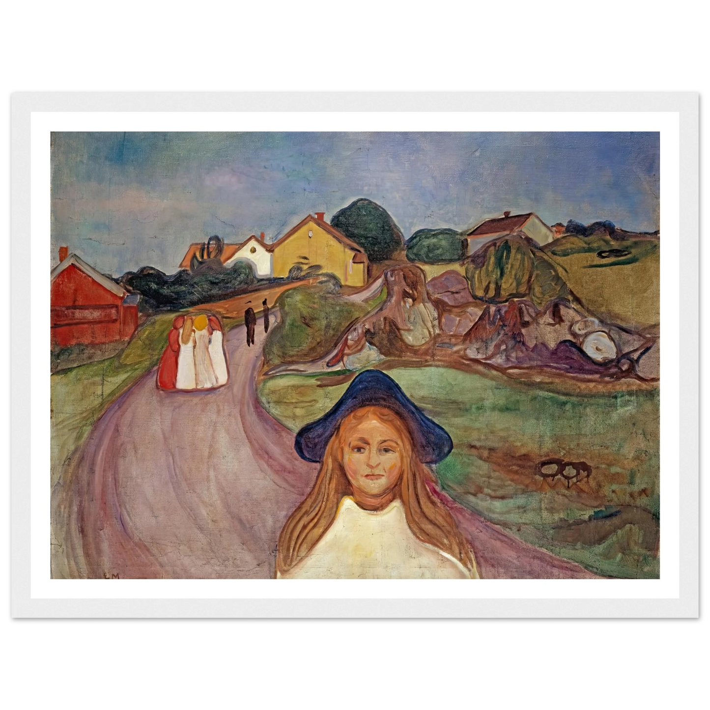Road In Aasgaardstrand (1901) Art Print | Edvard Munch - Framed Poster - 30x40 cm / 12x16″ - Black frame