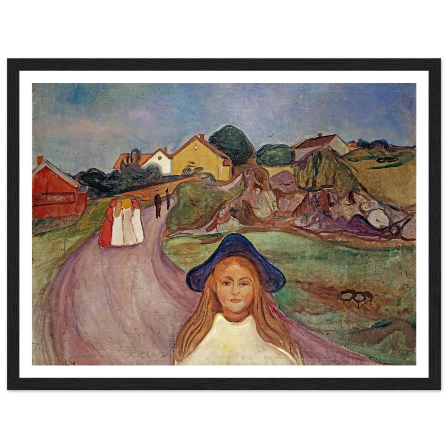 Road In Aasgaardstrand (1901) Art Print | Edvard Munch - Framed Poster - 30x40 cm / 12x16″ - Black frame