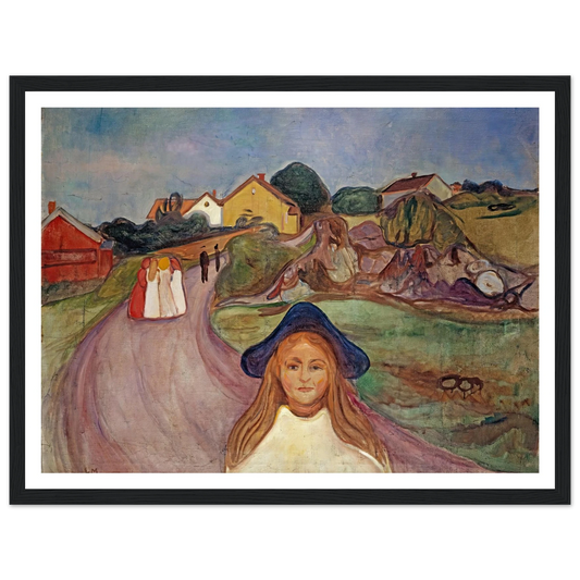 Road In Aasgaardstrand (1901) Art Print | Edvard Munch - Framed Poster - 30x40 cm / 12x16″ - Black frame