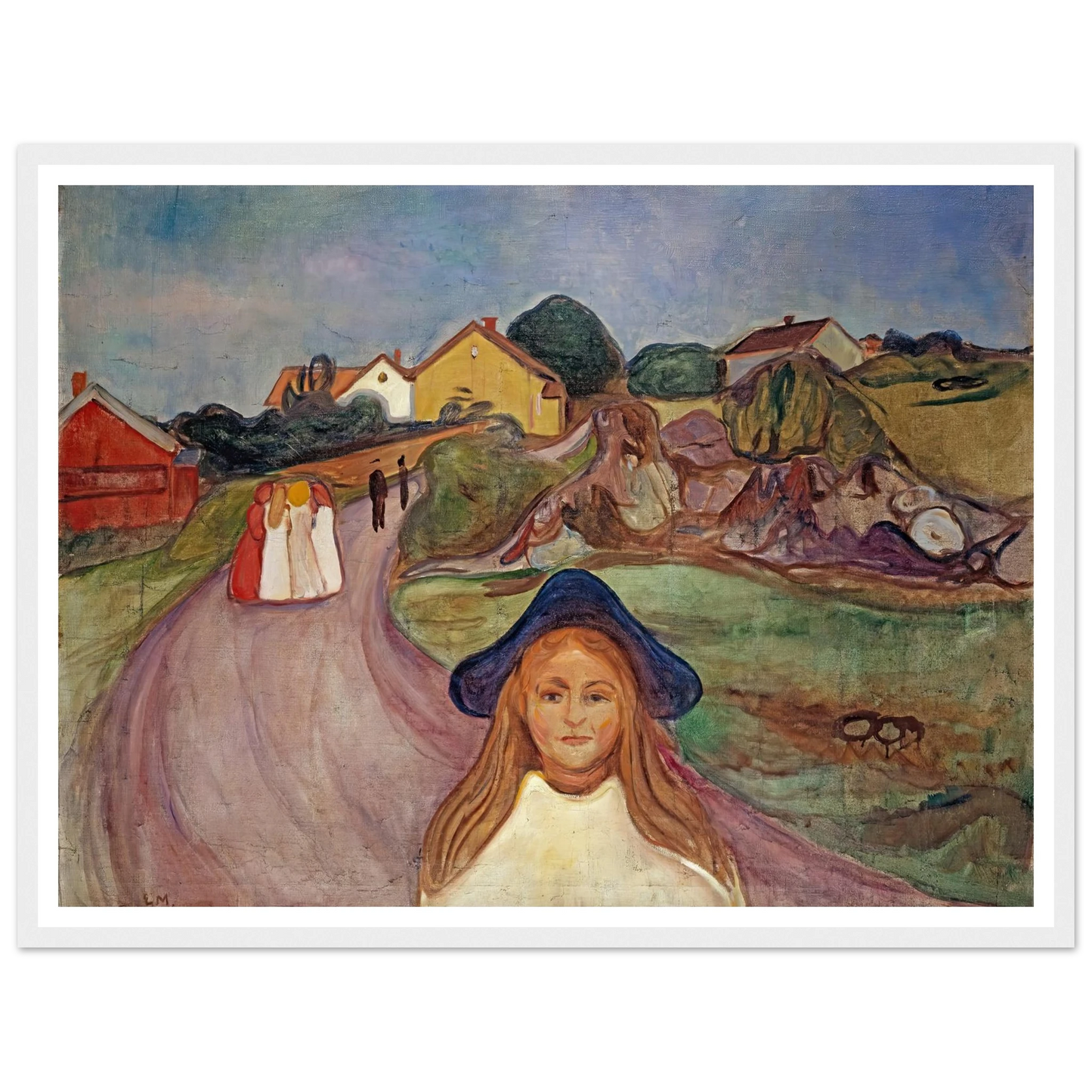 Road In Aasgaardstrand (1901) Art Print | Edvard Munch - Framed Poster - 30x40 cm / 12x16″ - Black frame