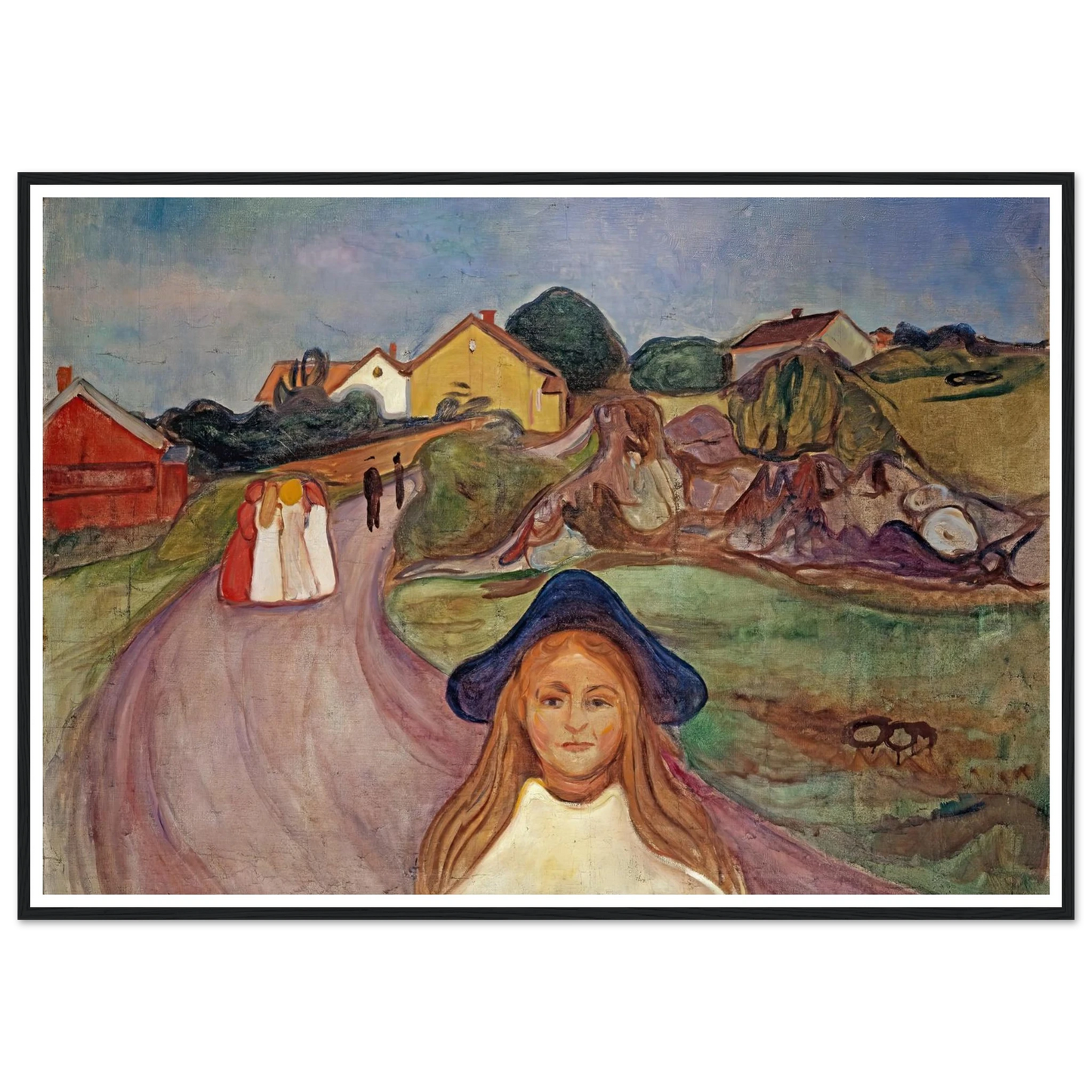 Road In Aasgaardstrand (1901) Art Print | Edvard Munch - Framed Poster - 30x40 cm / 12x16″ - Black frame