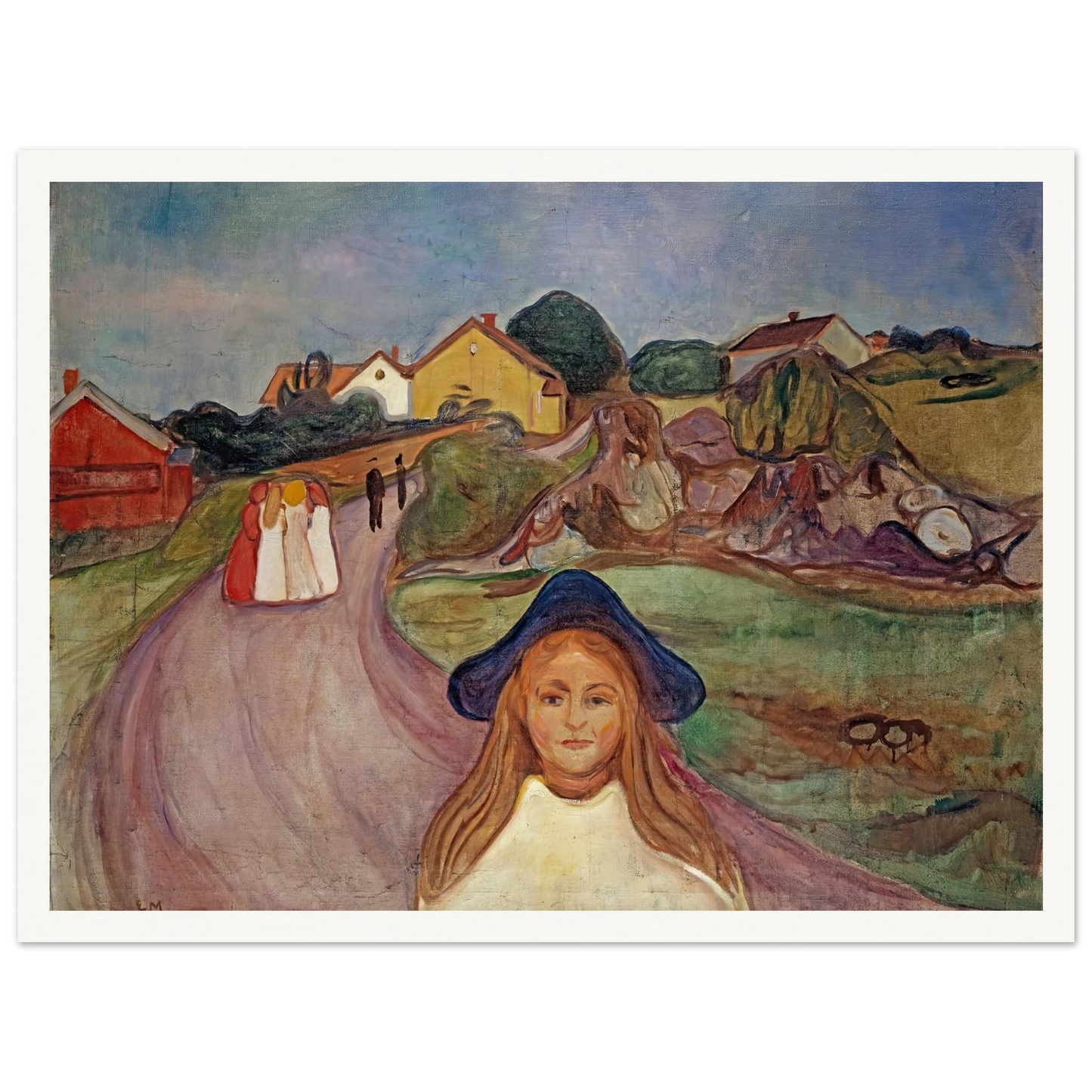 Road In Aasgaardstrand (1901) Art Print | Edvard Munch - Framed Poster - 30x40 cm / 12x16″ - Black frame