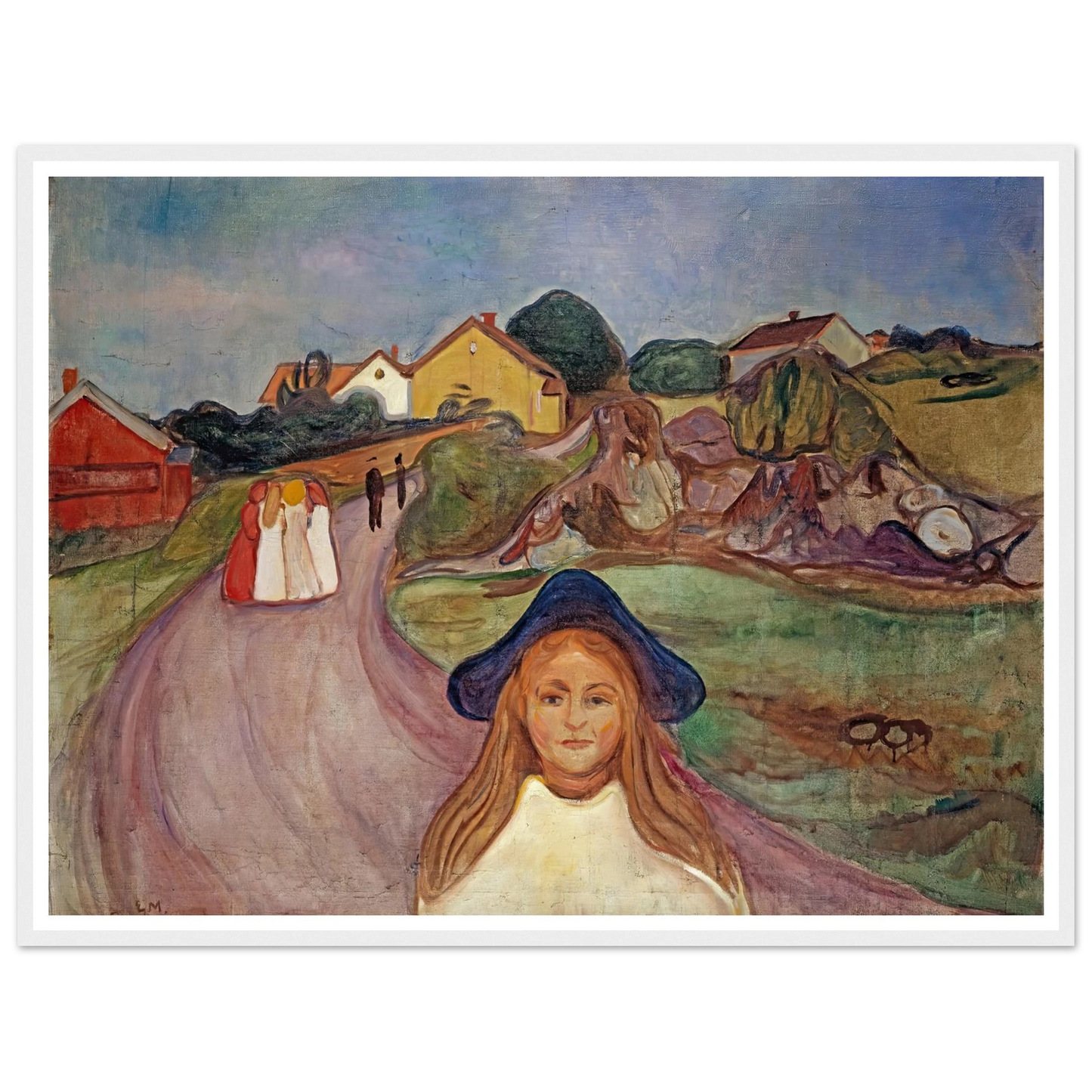 Road In Aasgaardstrand (1901) Art Print | Edvard Munch - Framed Poster - 30x40 cm / 12x16″ - Black frame