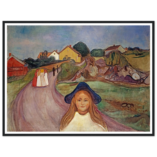 Road In Aasgaardstrand (1901) Art Print | Edvard Munch - Framed Poster - 30x40 cm / 12x16″ - Black frame