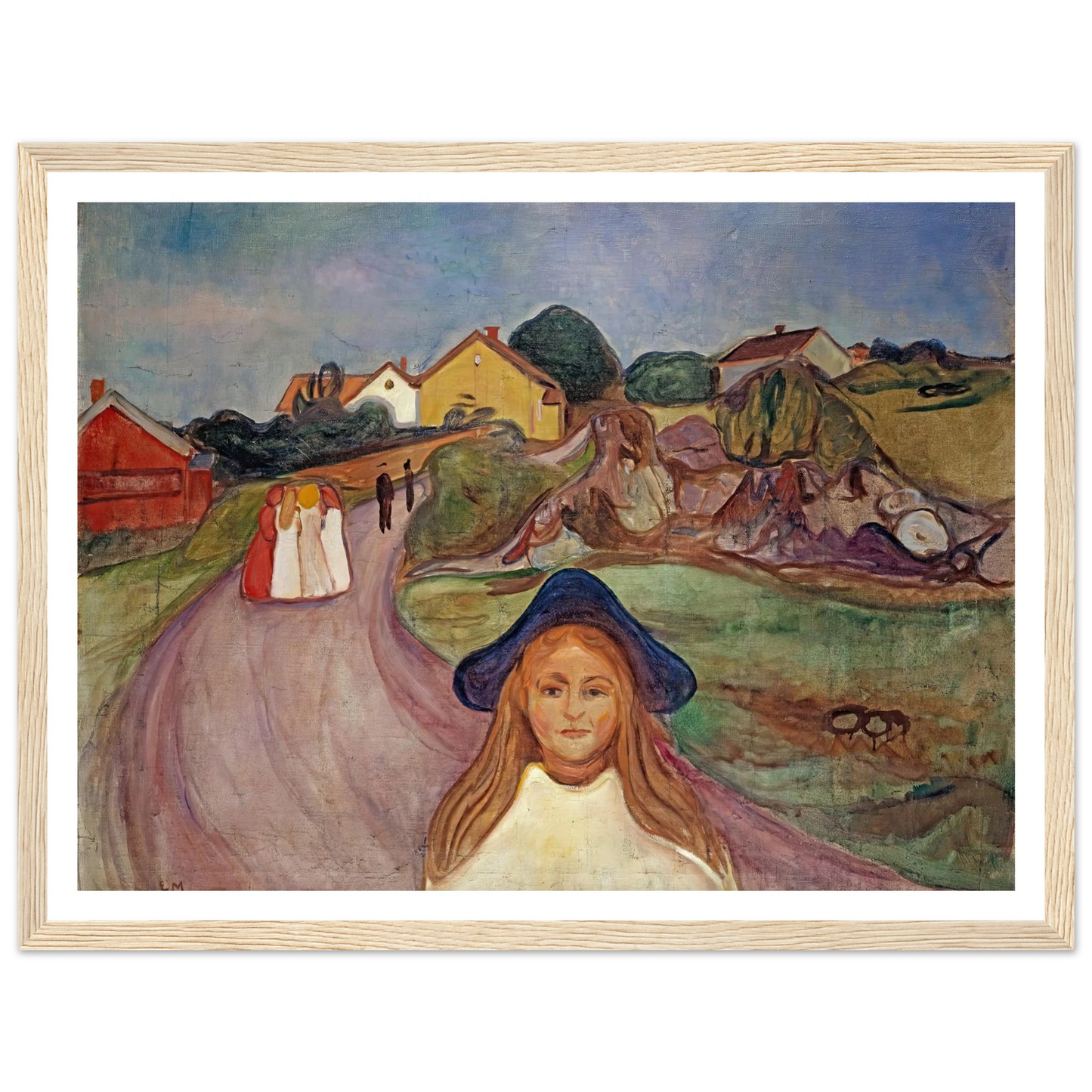 Road In Aasgaardstrand (1901) Art Print | Edvard Munch - Framed Poster - 30x40 cm / 12x16″ - Black frame