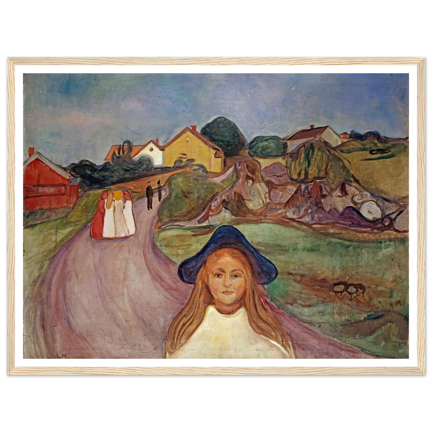 Road In Aasgaardstrand (1901) Art Print | Edvard Munch - Framed Poster - 30x40 cm / 12x16″ - Black frame