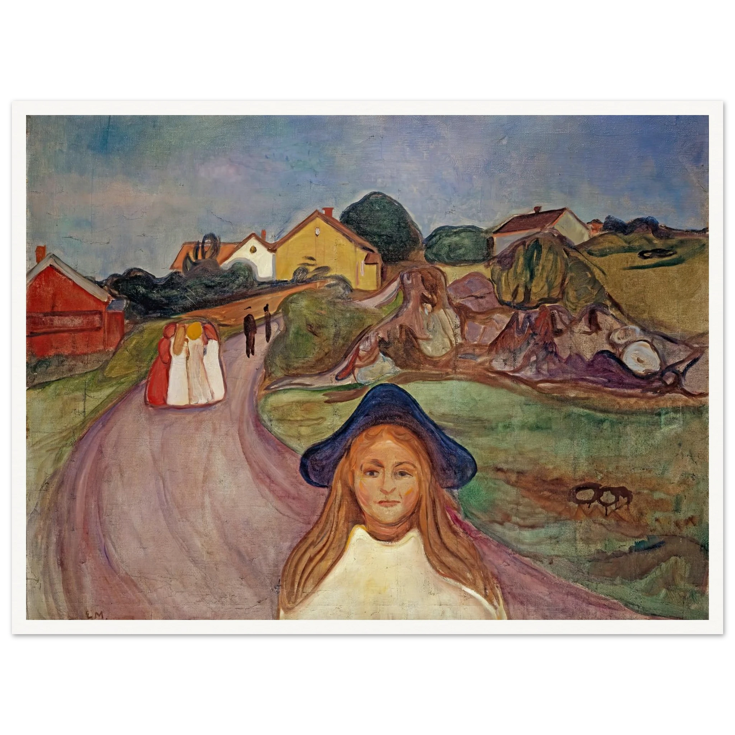 Road In Aasgaardstrand (1901) Art Print | Edvard Munch - Framed Poster - 30x40 cm / 12x16″ - Black frame