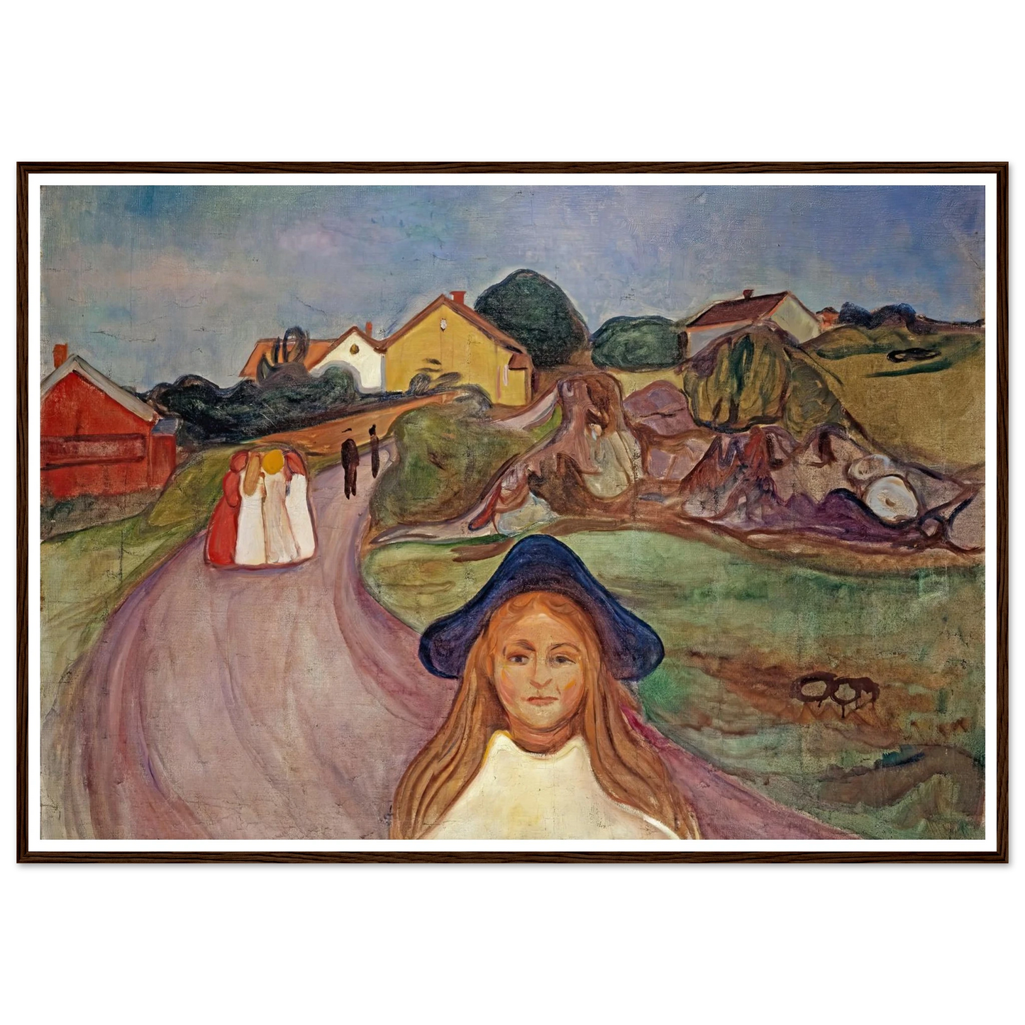 Road In Aasgaardstrand (1901) Art Print | Edvard Munch - Framed Poster - 30x40 cm / 12x16″ - Black frame