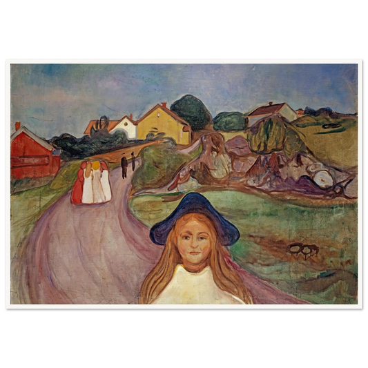 Road In Aasgaardstrand (1901) Art Print | Edvard Munch - Framed Poster - 30x40 cm / 12x16″ - Black frame