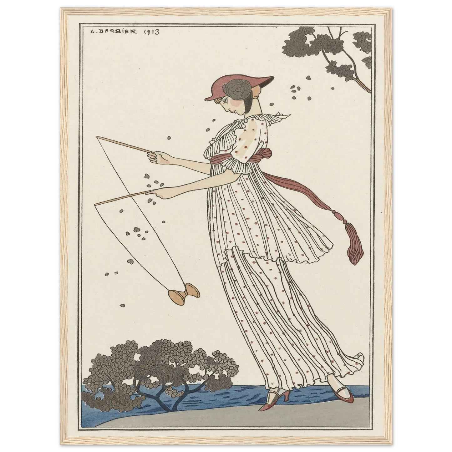 Robe de linon imprimé (1913) Art Print | George Barbier - Framed Poster - 30x40 cm / 12x16″ - Black frame
