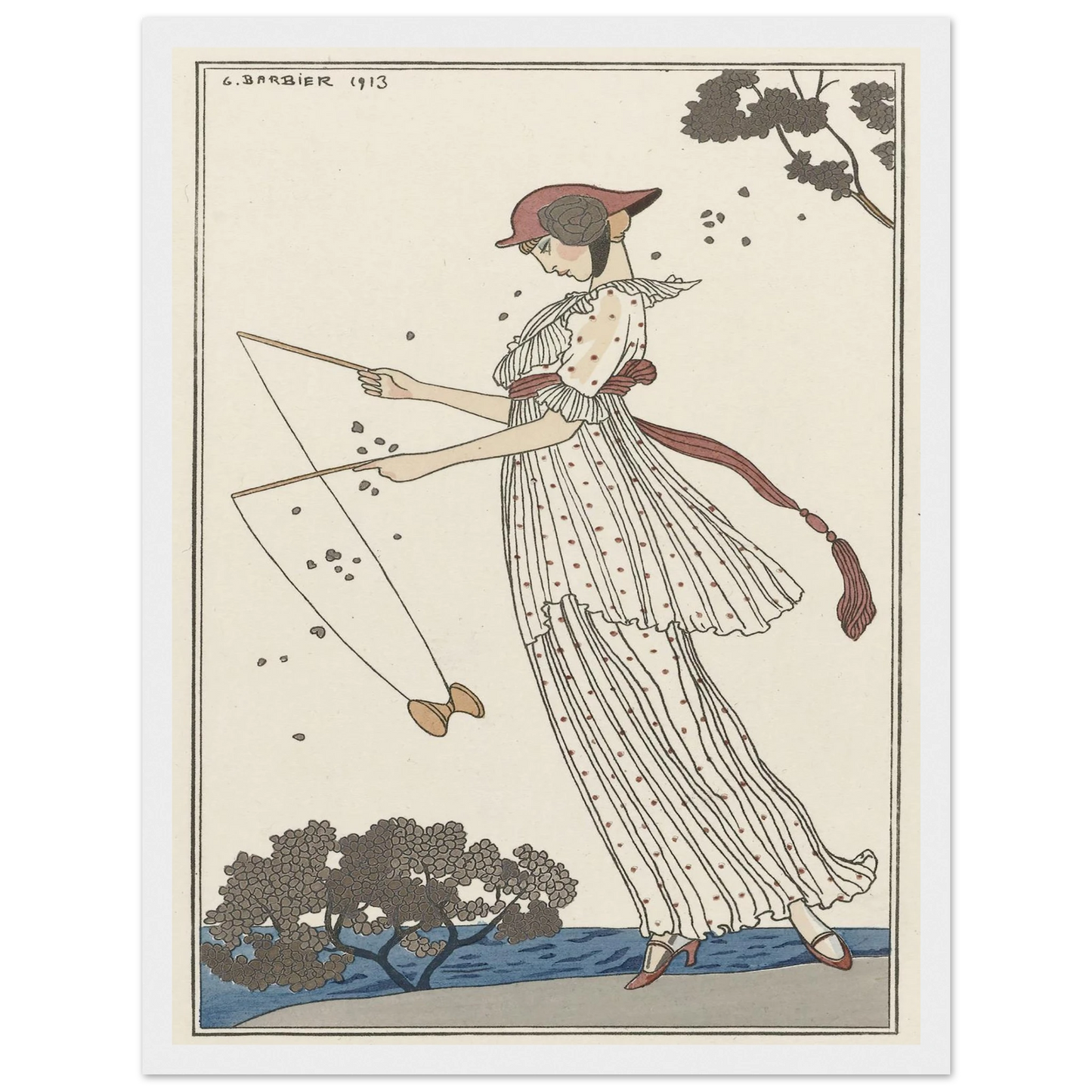 Robe de linon imprimé (1913) Art Print | George Barbier - Framed Poster - 30x40 cm / 12x16″ - Black frame