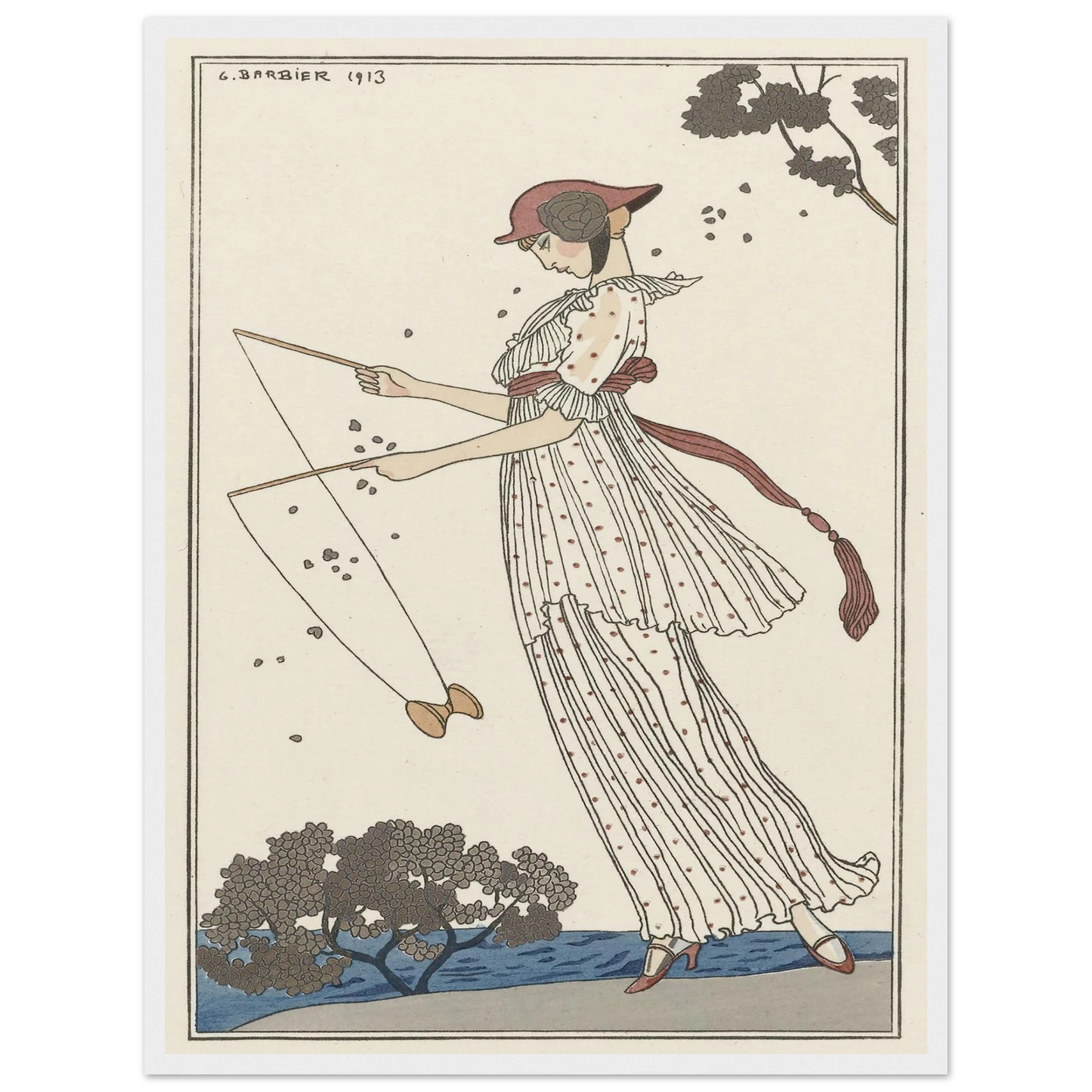 Robe de linon imprimé (1913) Art Print | George Barbier - Framed Poster - 30x40 cm / 12x16″ - Black frame