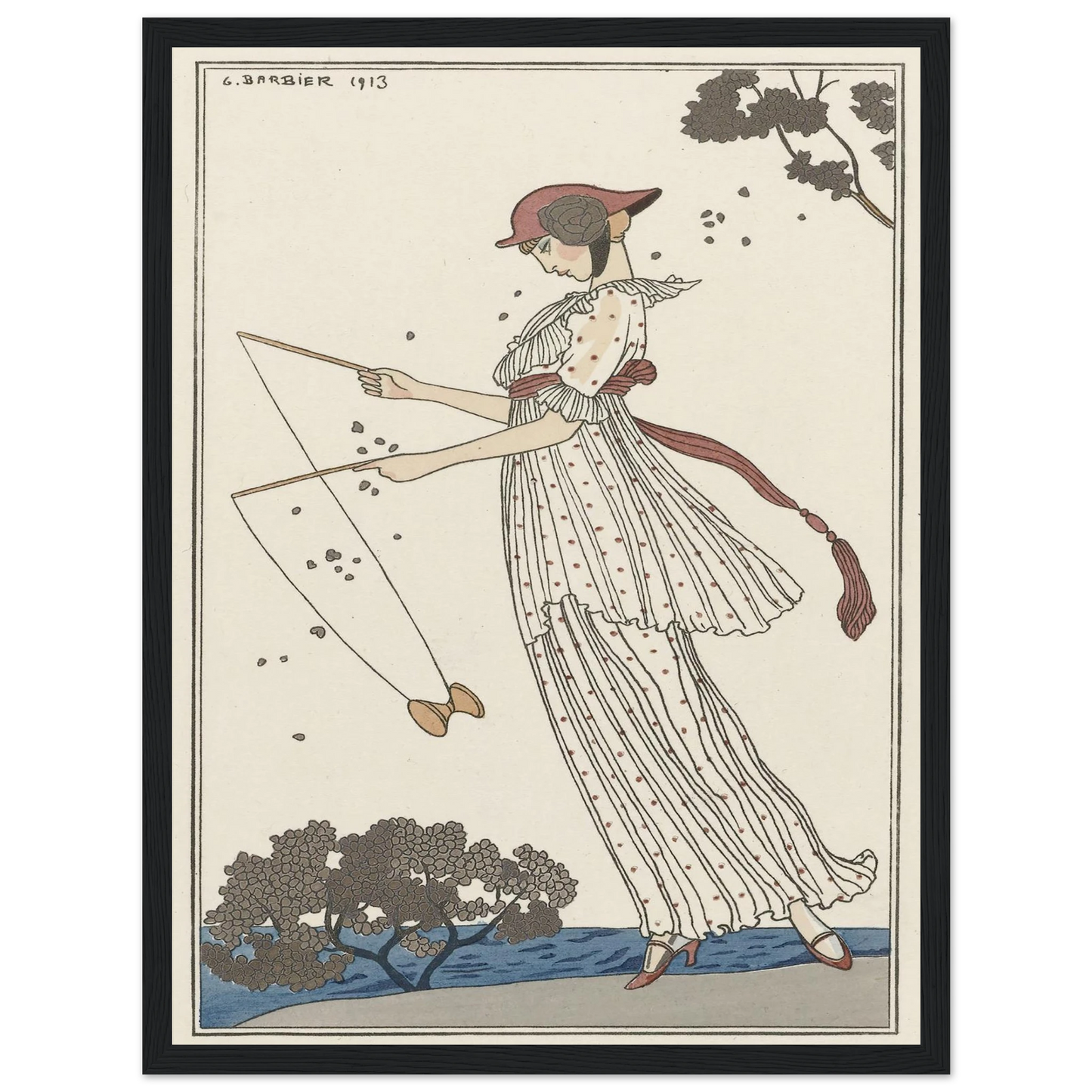 Robe de linon imprimé (1913) Art Print | George Barbier - Framed Poster - 30x40 cm / 12x16″ - Black frame