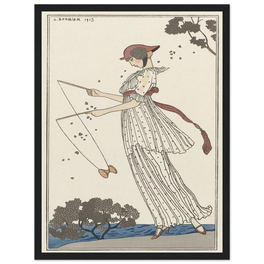 Robe de linon imprimé (1913) Art Print | George Barbier - Framed Poster - 30x40 cm / 12x16″ - Black frame